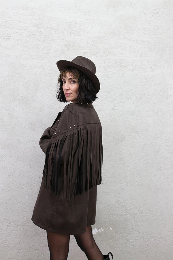 SAÇAKLI VE TROKLU NUBUK CEKET