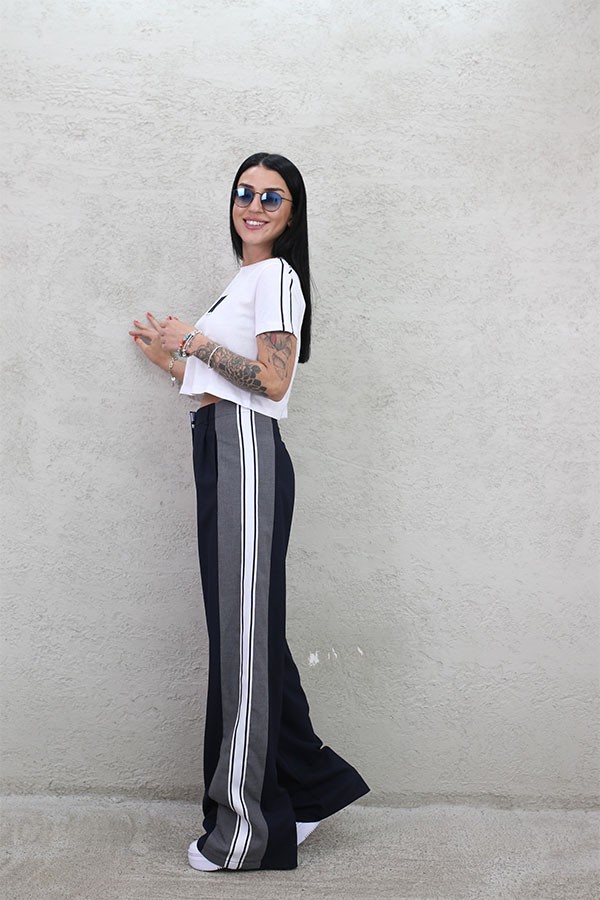 YAN ŞERİTLİ MİX PANTOLON LACİVERT