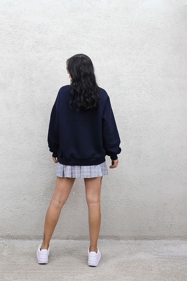 BRKLN EKOSE APLİKE SWEAT LACİVERT