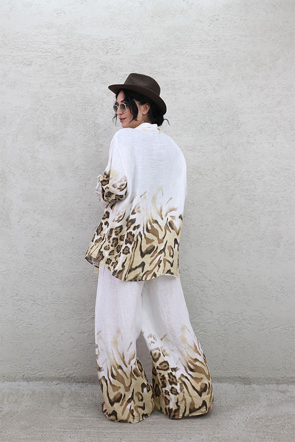 İTALYAN LEOPAR DESEN TAKIM BEYAZ