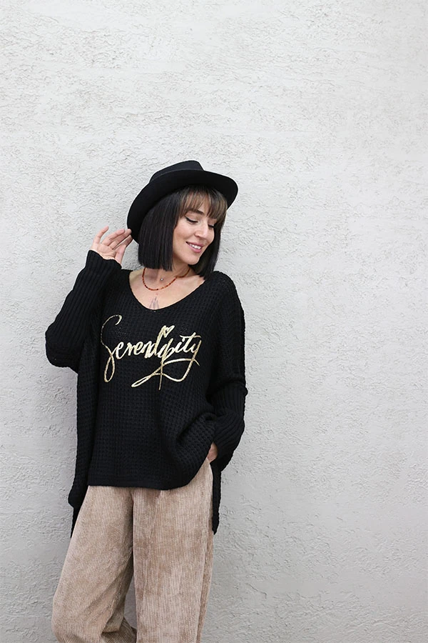 SERENİTY BASKILI OVERSIZE KAZAK