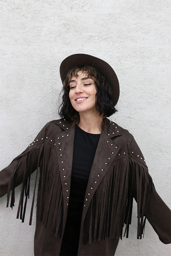 SAÇAKLI VE TROKLU NUBUK CEKET