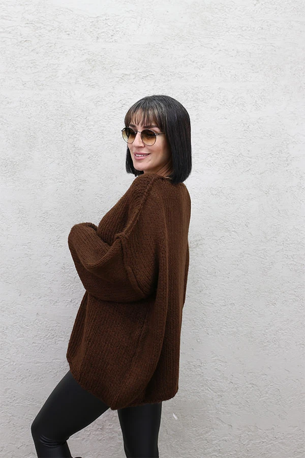 V YAKA PİS DİKİŞ TRİKO KAZAK