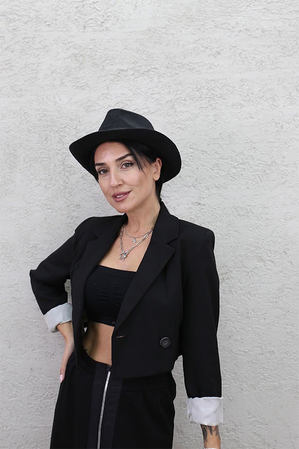 KRUVAZE CROP BOY CEKET SİYAH