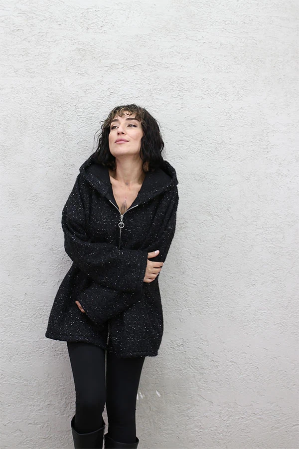 SİMLİ KEÇE KAP HIRKA - SİYAH