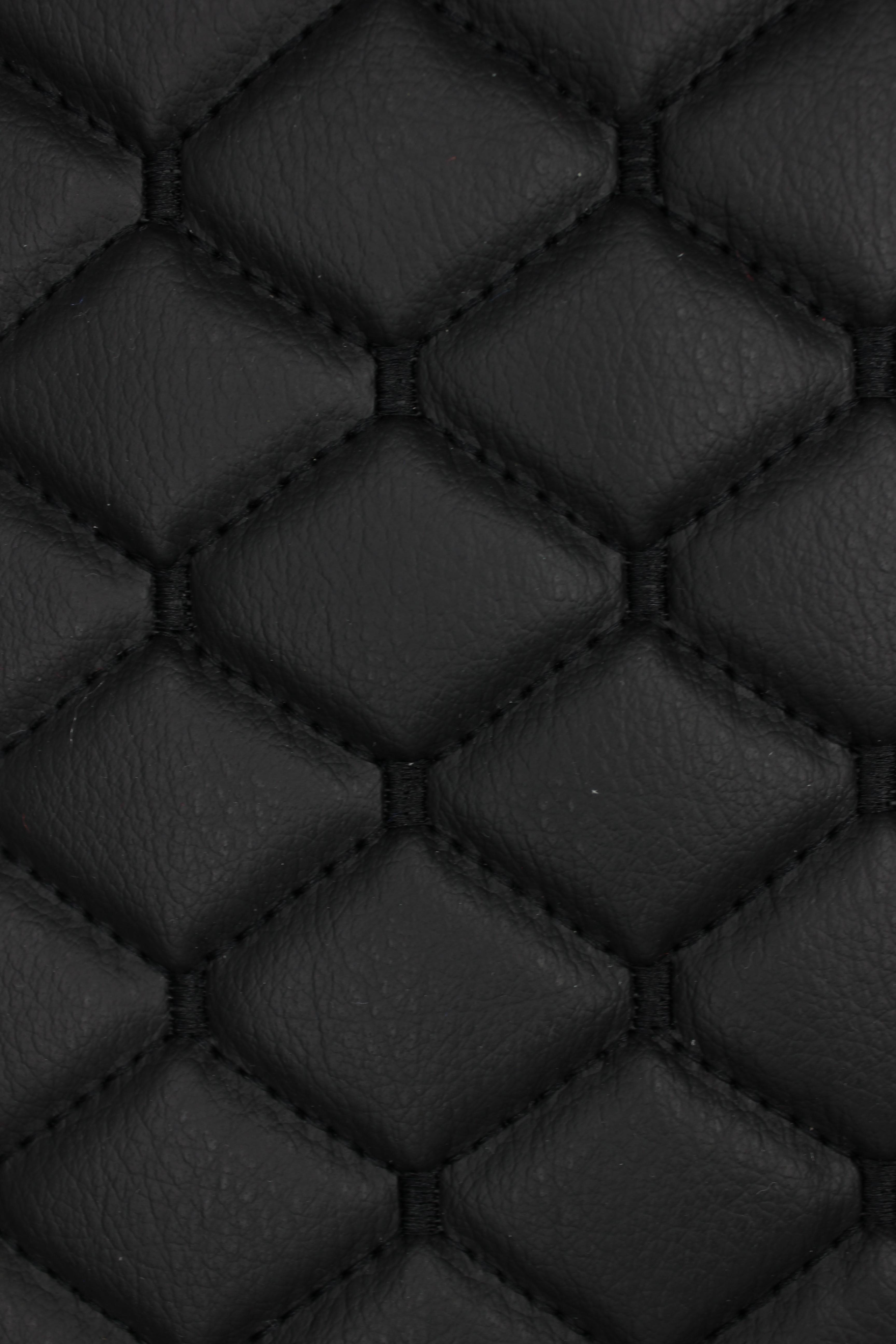 Black Quilted Black Vinyl Faux Leather Car Upholstery Fabric | 2"x2" 5x5cm Diamond Stitch with 5mm Foam Backing | 140cm Wide | Automotive Projects