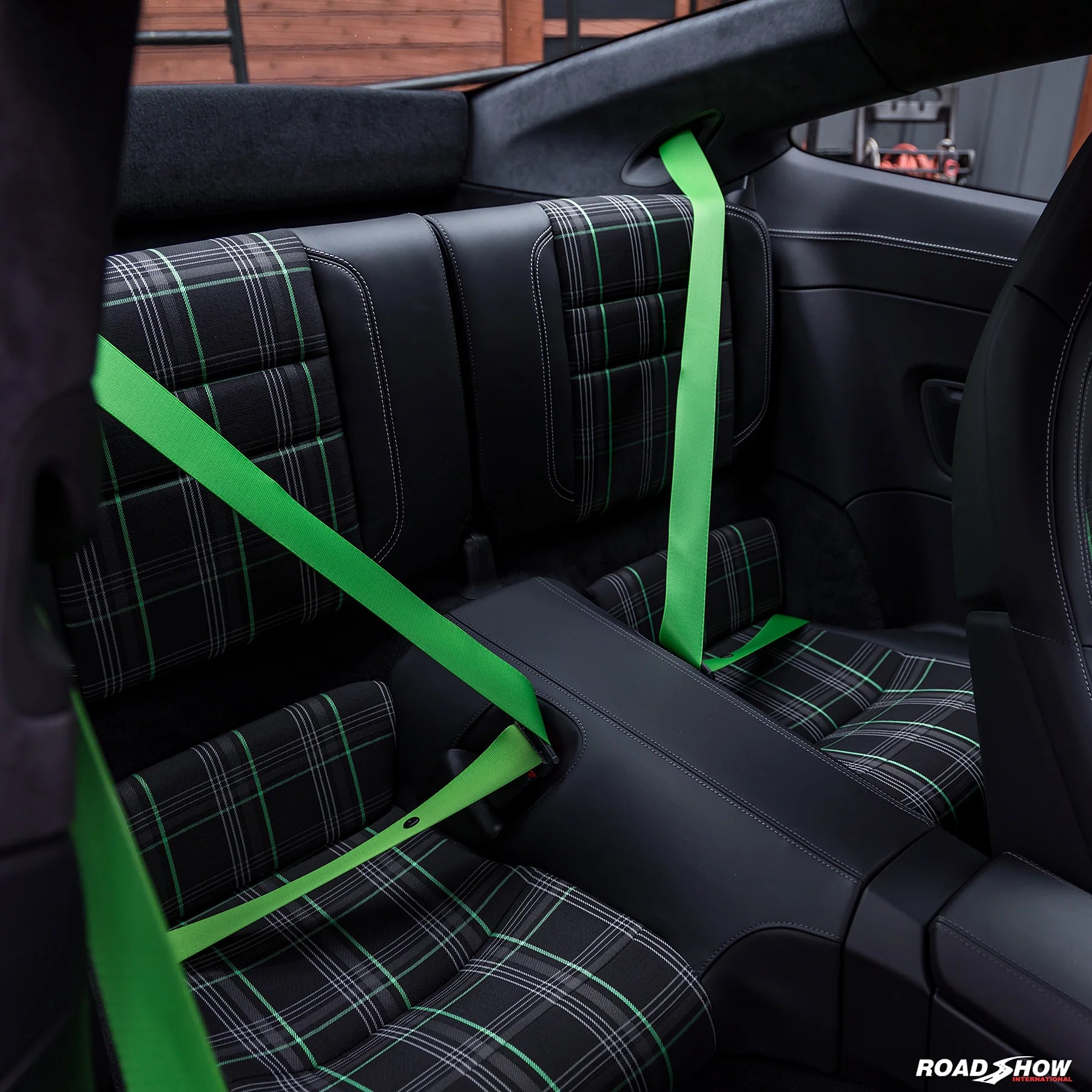 GTI Green Plaid Car Upholstery Fabric - VW Golf MK7- 3.5mm Comfort Foam - 59" - 150CM - Tartan Chic - Ideal for Seat, Interior, Automobile