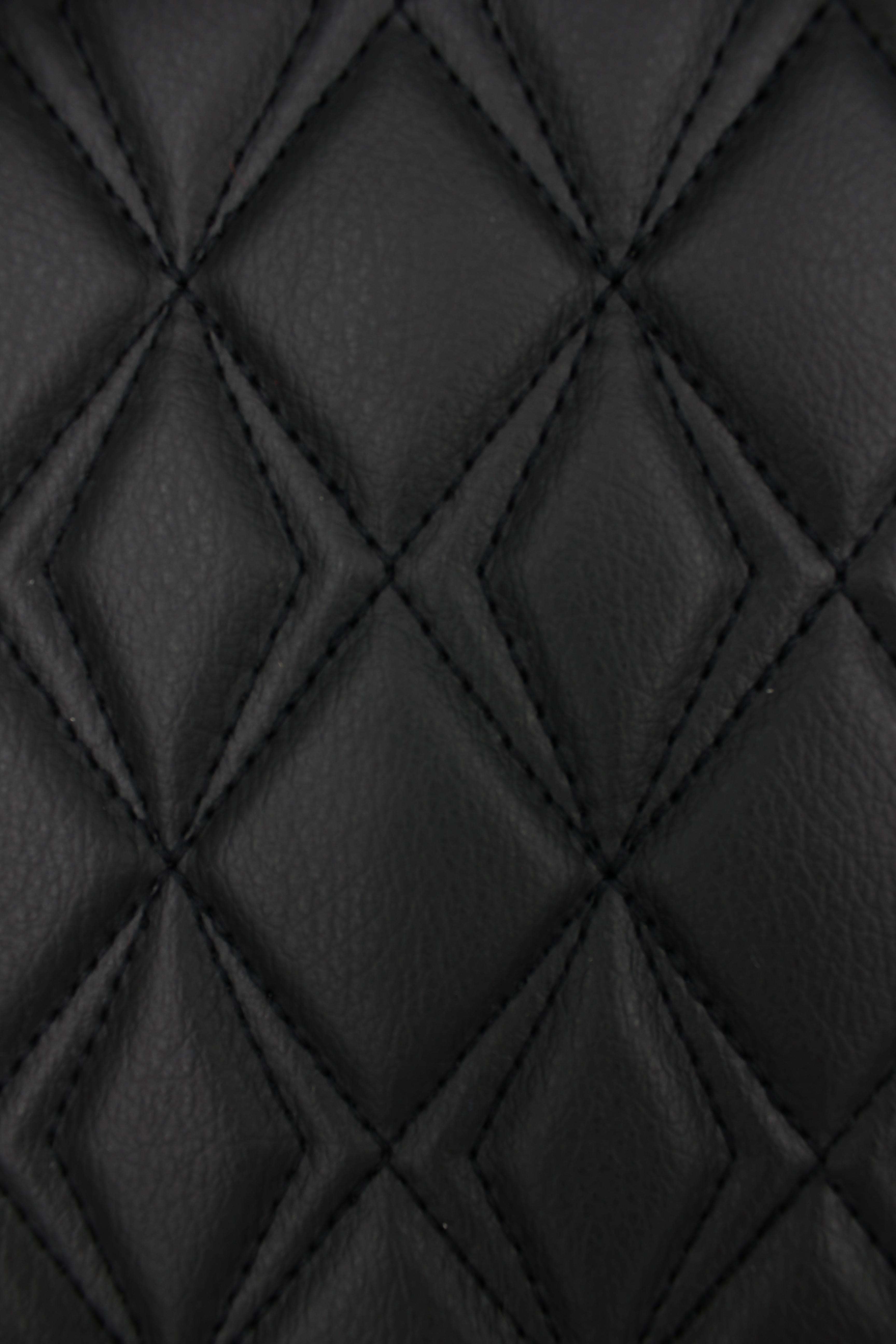 Black Upholstery Synthetic Double Diamond Stitched Leather & Foam Backing - Perfect for DIY Projects |Car Seats | Door ,Interior, Headline |140cm Width