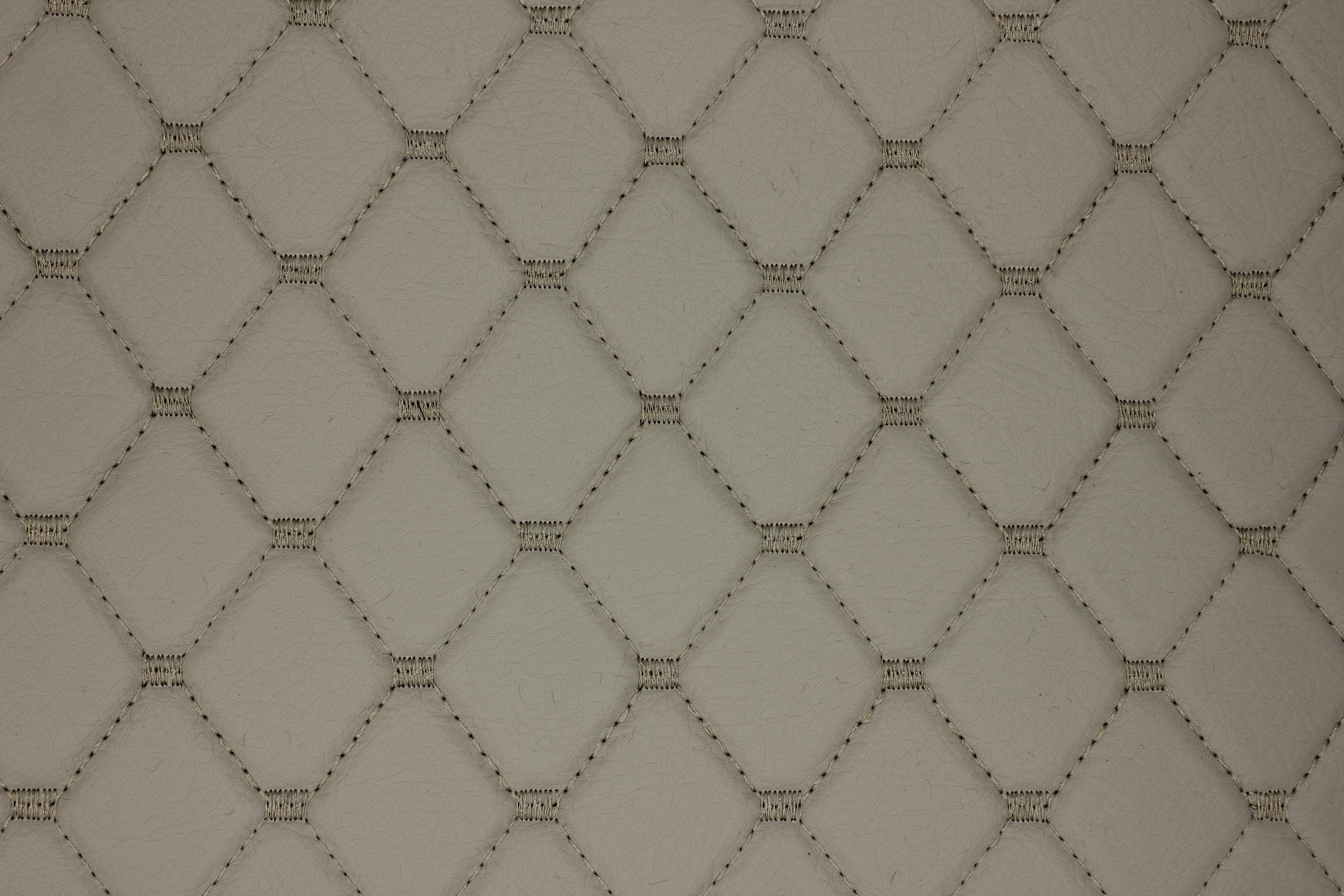 Beige Quilted Beige Vinyl Faux Leather Car Upholstery Fabric | 2"x2" 5x5cm Diamond Stitch with 5mm Foam | 140cm Wide | Automotive Projects