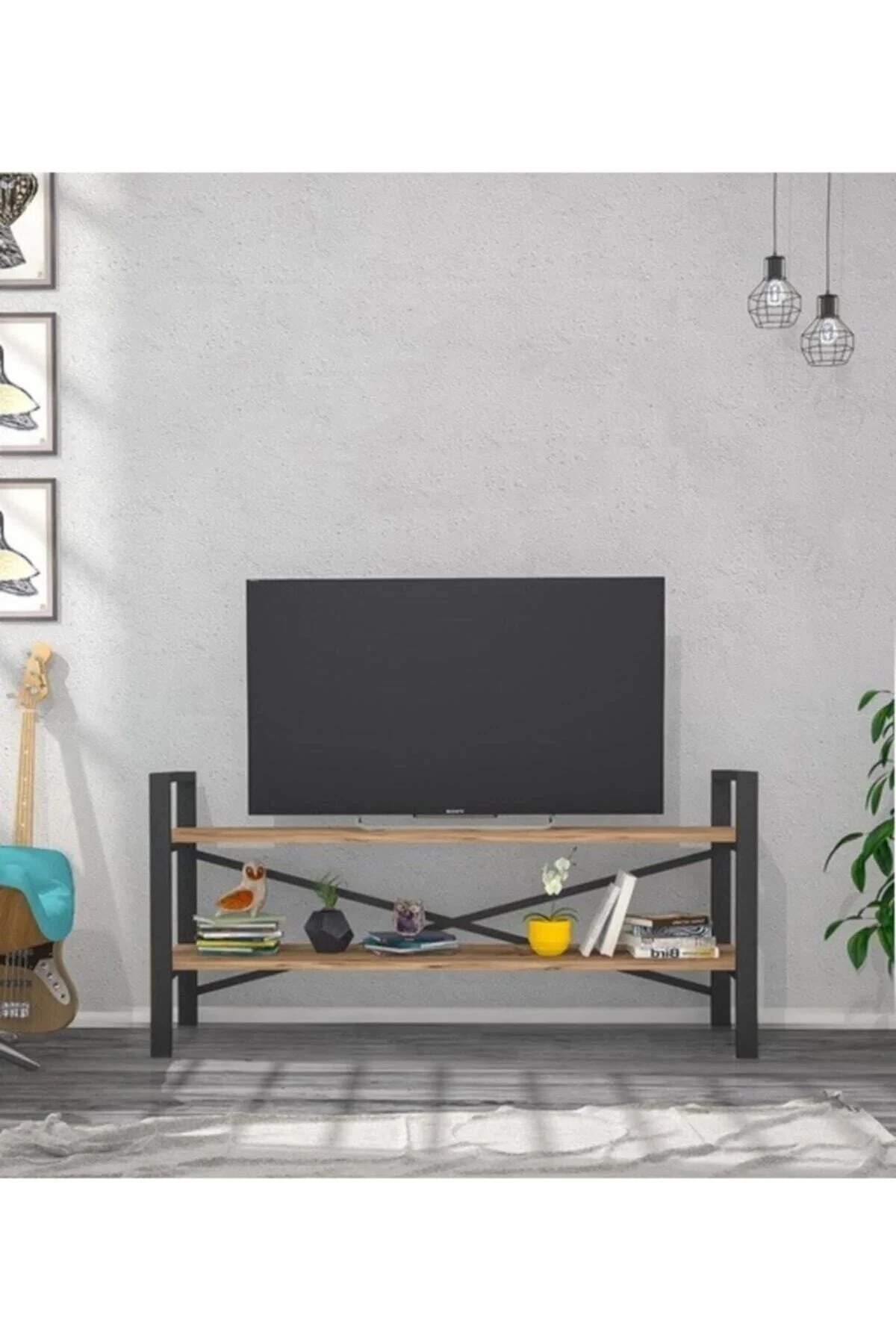 Smart Tv Sehpası Raflı Tv Ünitesi Metal Kitaplıklı Televizyon Sehpası Lcd Masa Sehpa