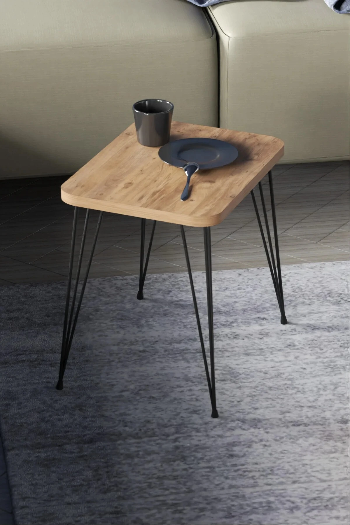 Zigon Sehpa Tel Ayak 3lü Zigon Sehpa Dikdörtgen