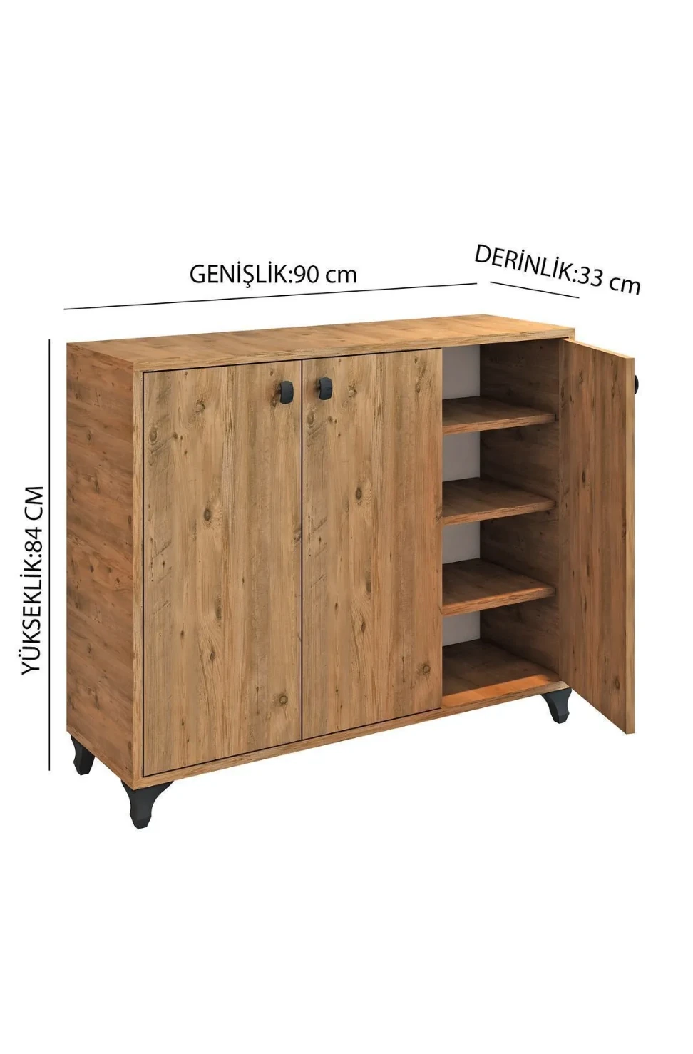 3 Kapaklı Ayakkabılık Çok Amaçlı Dolap Fortmanto Raflı Vestiyer