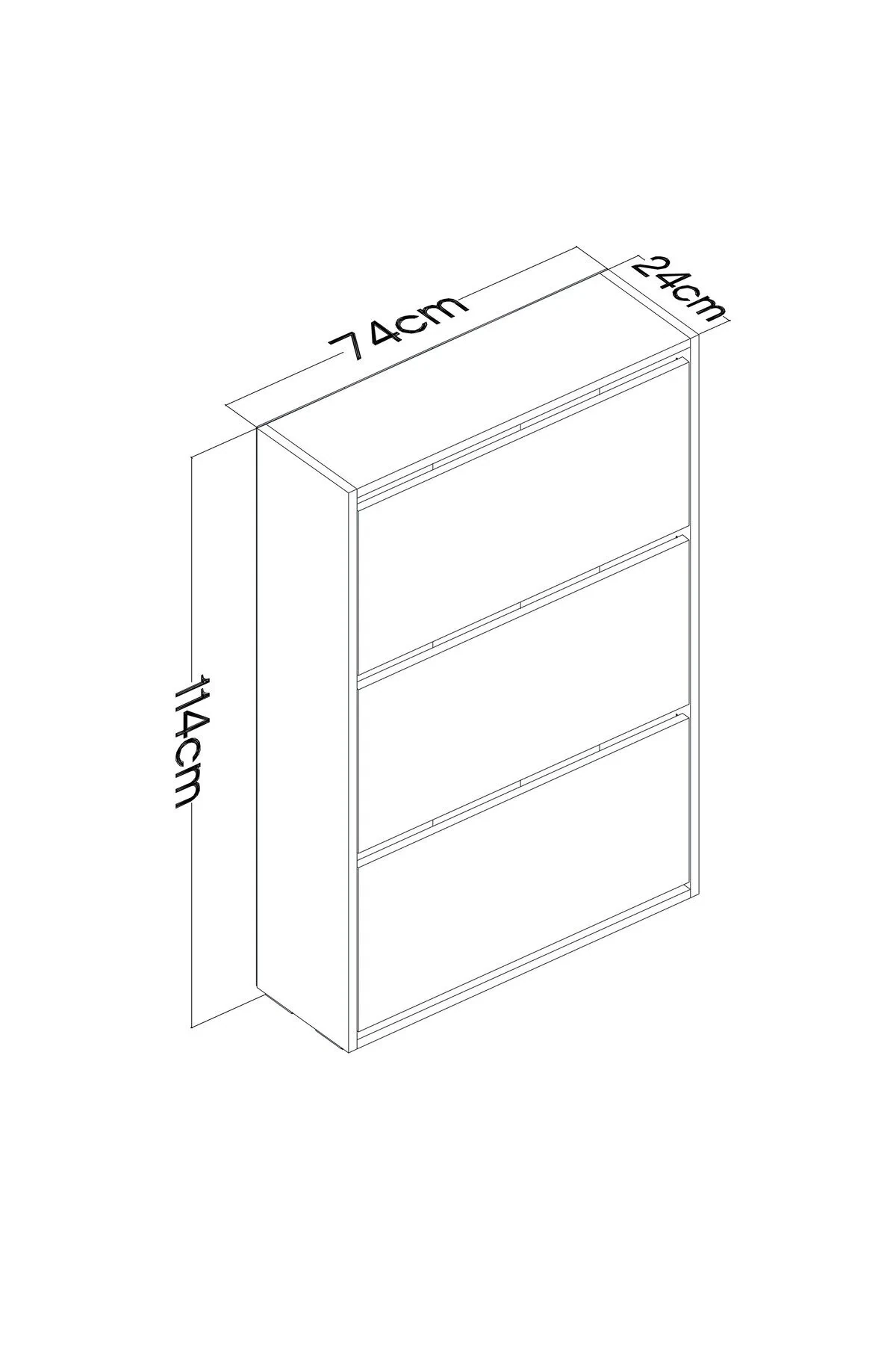 Düşer Kapak Ayakkabılık Raflı Ayakkabılık 3 Bölmeli Ayakkabılık Beyaz