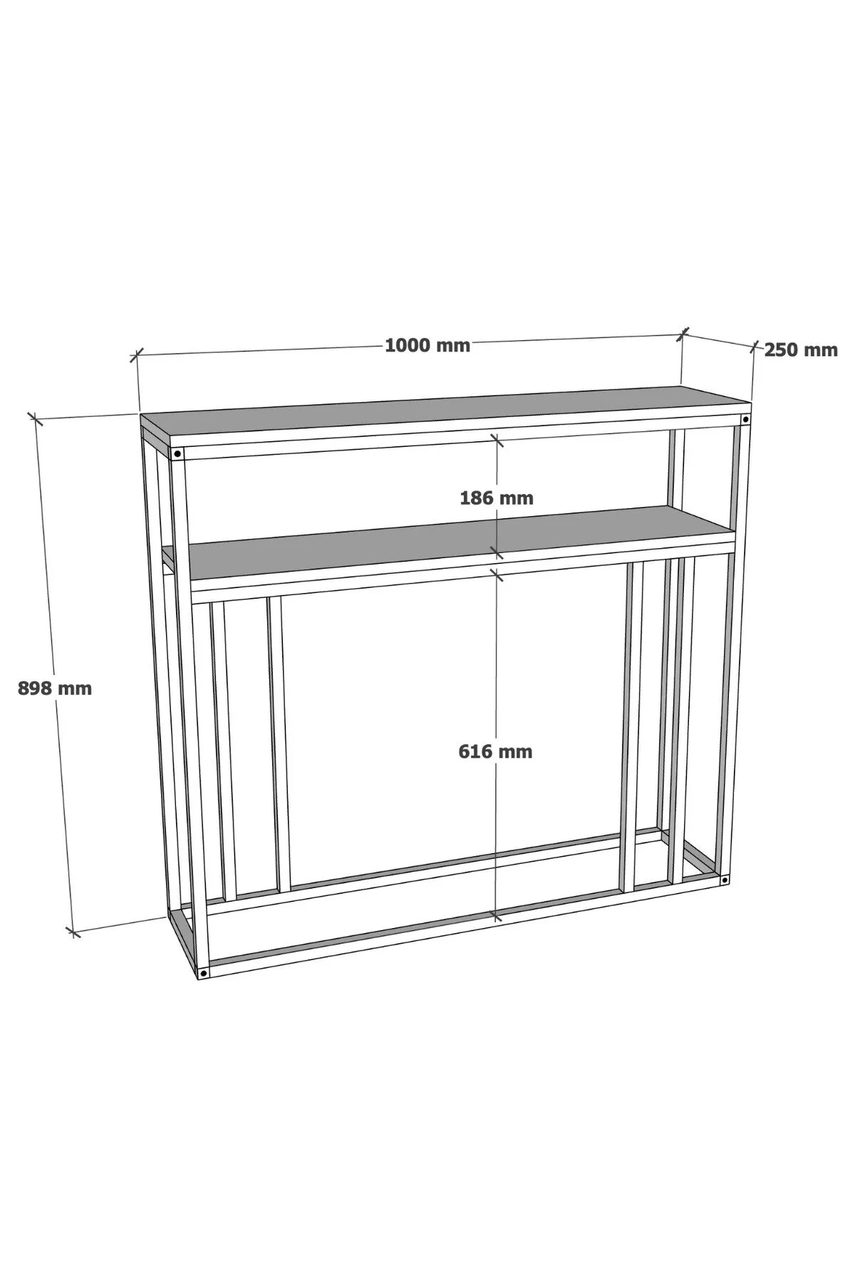 2 Raflı Metal Dresuar Raflı Lüx Dresuar Kitaplık Salon Düzenleyici 2 Raflı
