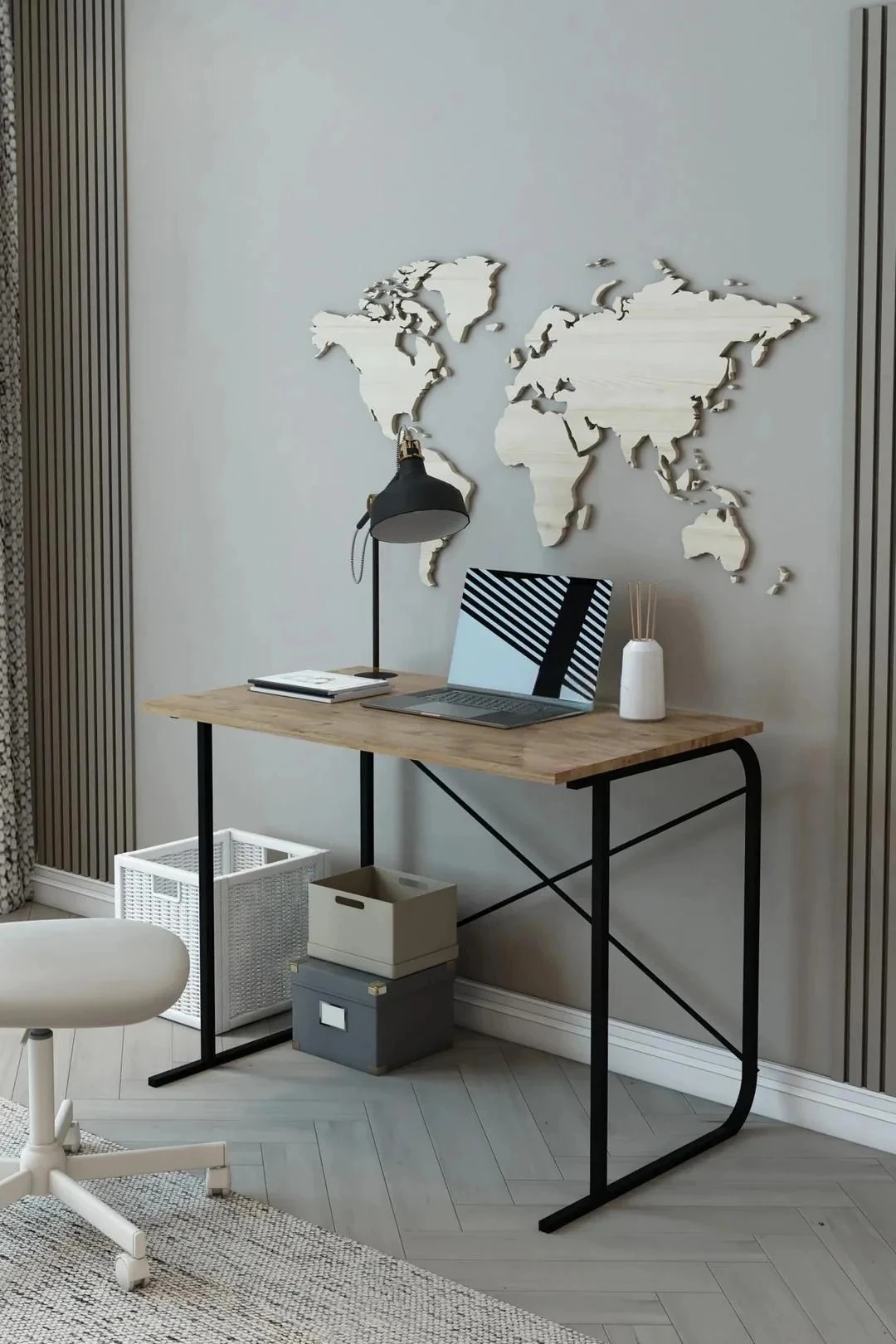 Metal Çalışma Masası Laptop Bilgisayar Masası Ofis Masası 60x100 Cm - Çam