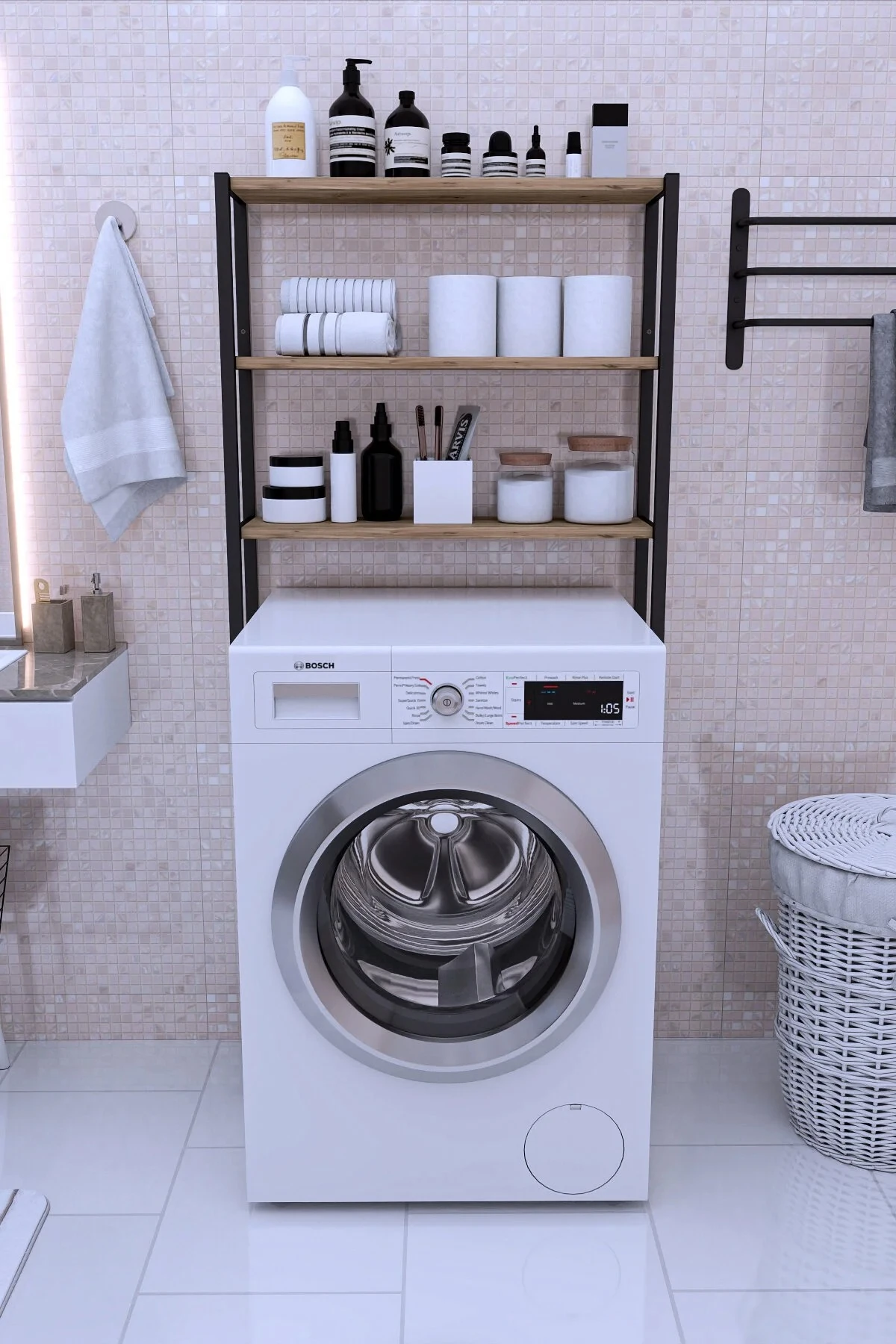 Çamaşır Makinesi Üstü Düzenleyici Banyo Rafı Makina Üstü Çok Amaçlı Dolap