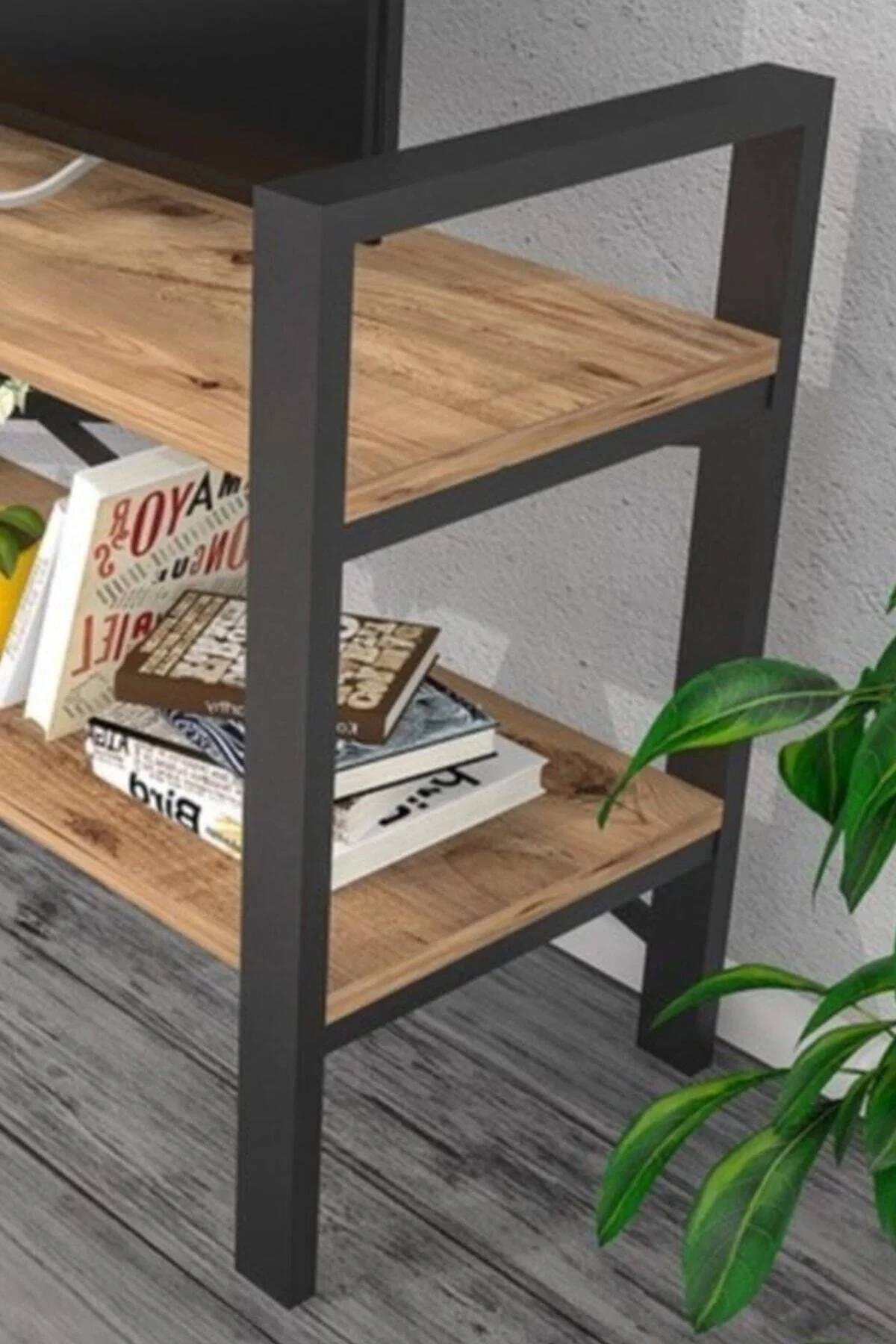 Smart Tv Sehpası Raflı Tv Ünitesi Metal Kitaplıklı Televizyon Sehpası Lcd Masa Sehpa