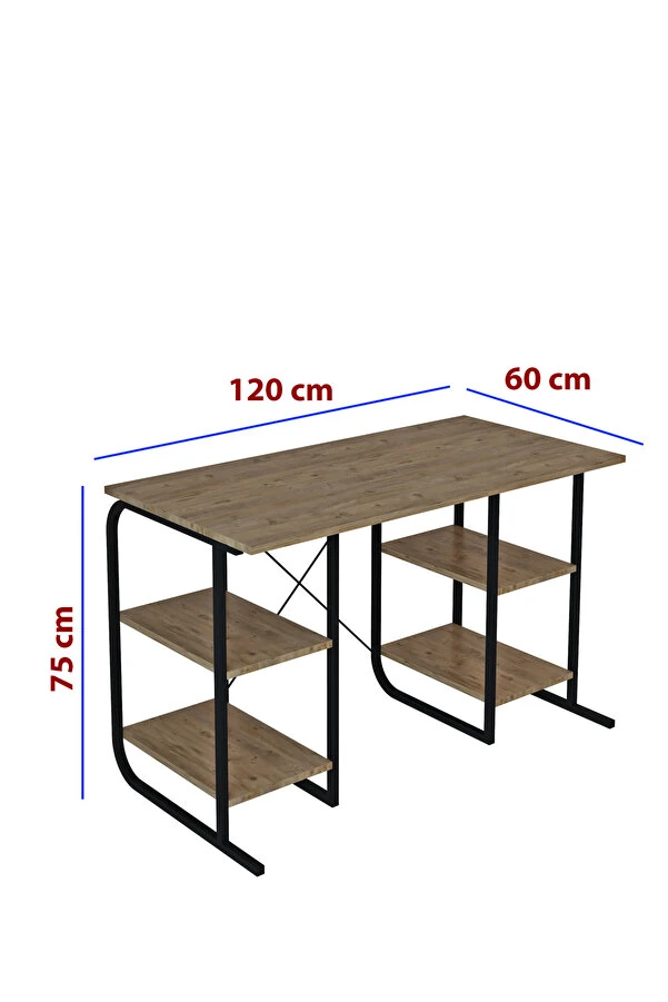 Metal Çalışma Masası 4 Raflı Laptop Bilgisayar Masası Ofis Ders Yemek Çocuk Masası