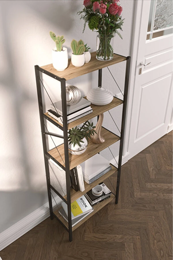 Metal Kitaplık 5 Raflı Kitaplık Dosya Kitap Rafı Ofis Ev Rafı