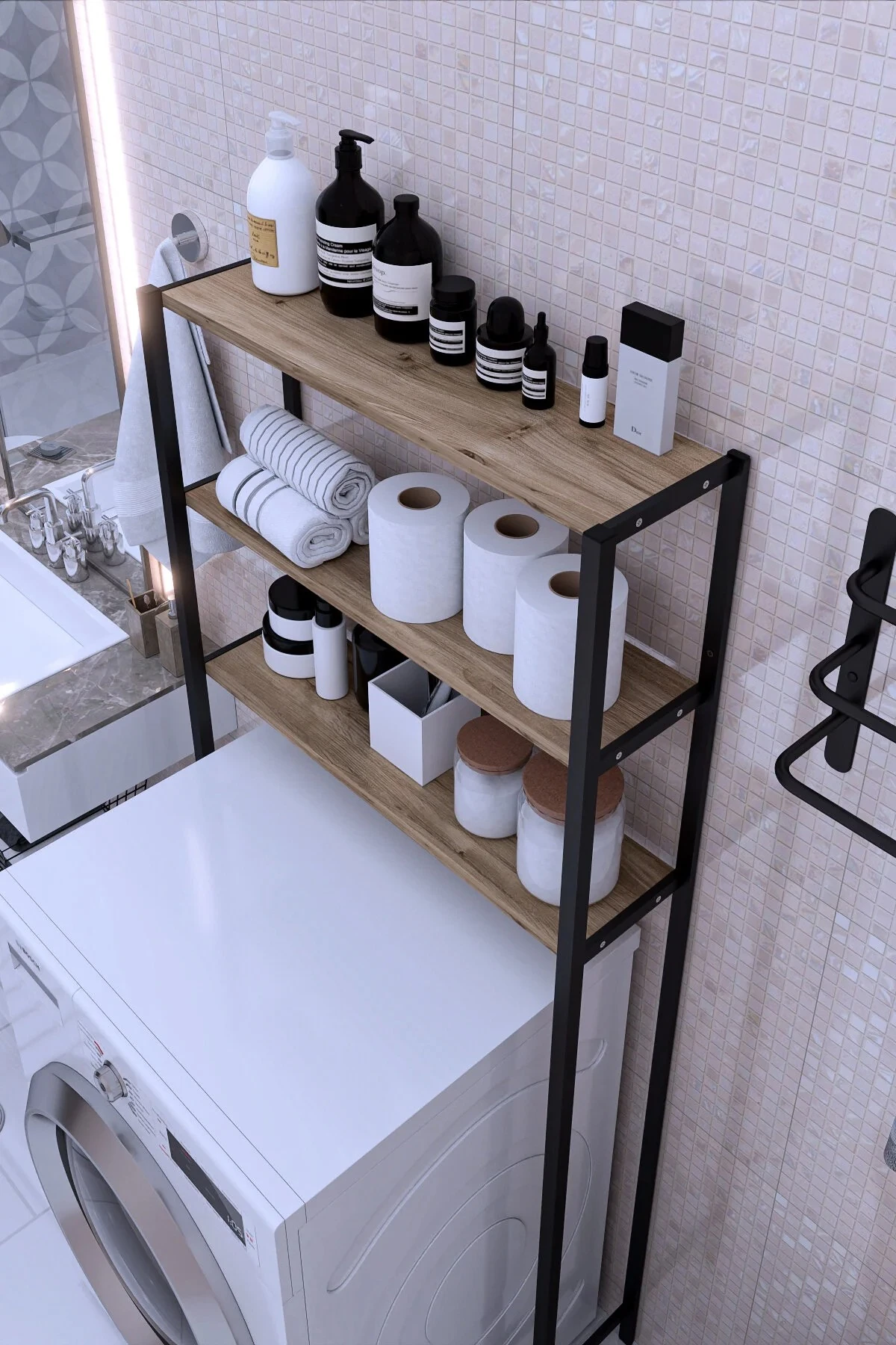 Çamaşır Makinesi Üstü Düzenleyici Banyo Rafı Makina Üstü Çok Amaçlı Dolap