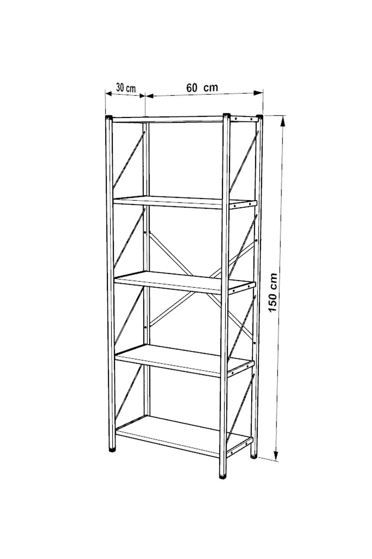 Metal Kitaplık 5 Raflı Kitaplık Dosya Kitap Rafı Ofis Ev Rafı