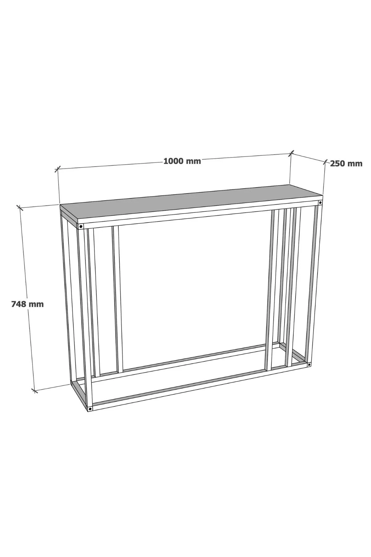 Metal Ayaklı Dresuar Dekoratif Raflı Dresuar Konsol Metal Dresuar 100 Cm
