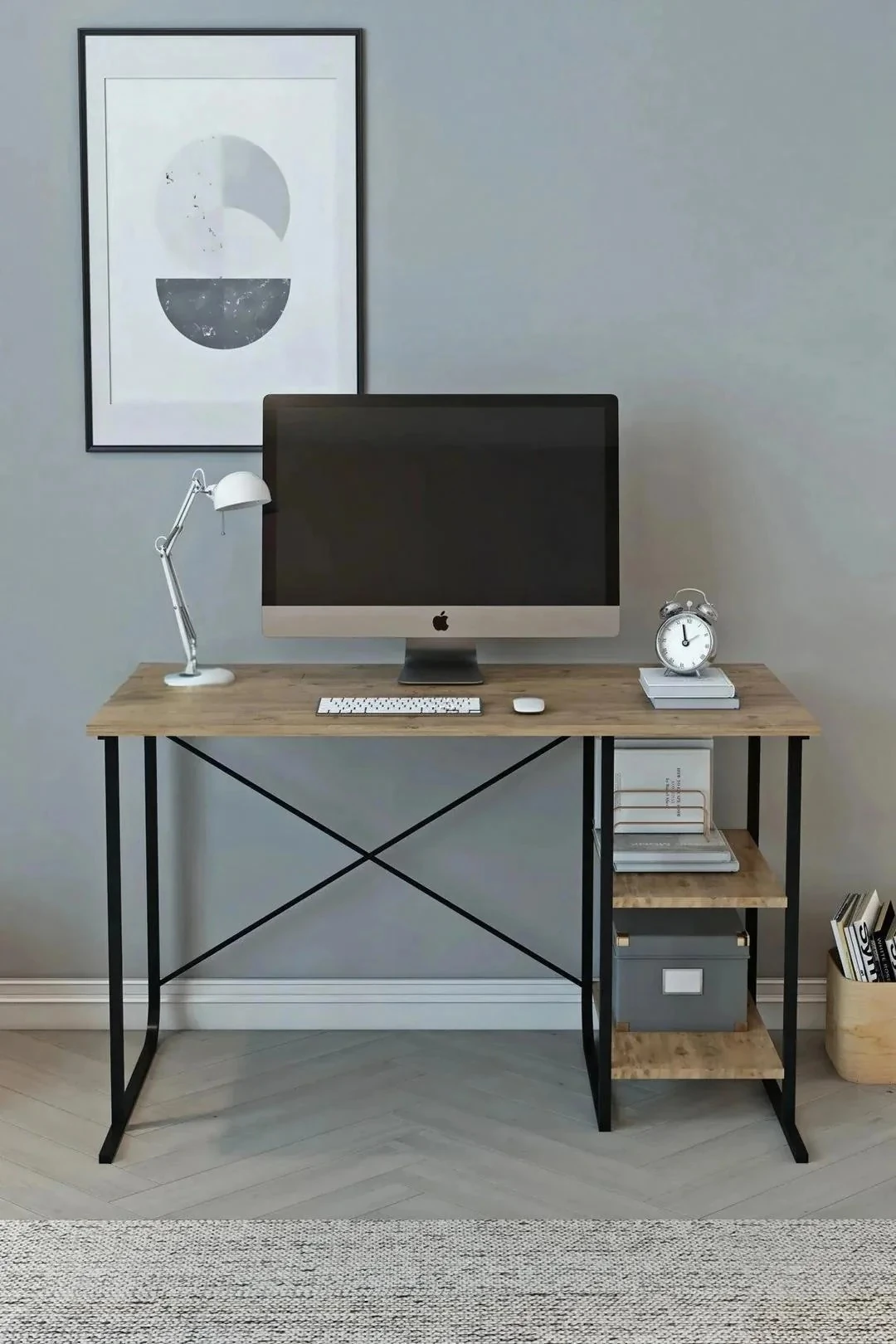 Çalışma Masası Metal Bilgisayar Laptop Masası 2 Raflı Ders Çalışma Ofis Masası