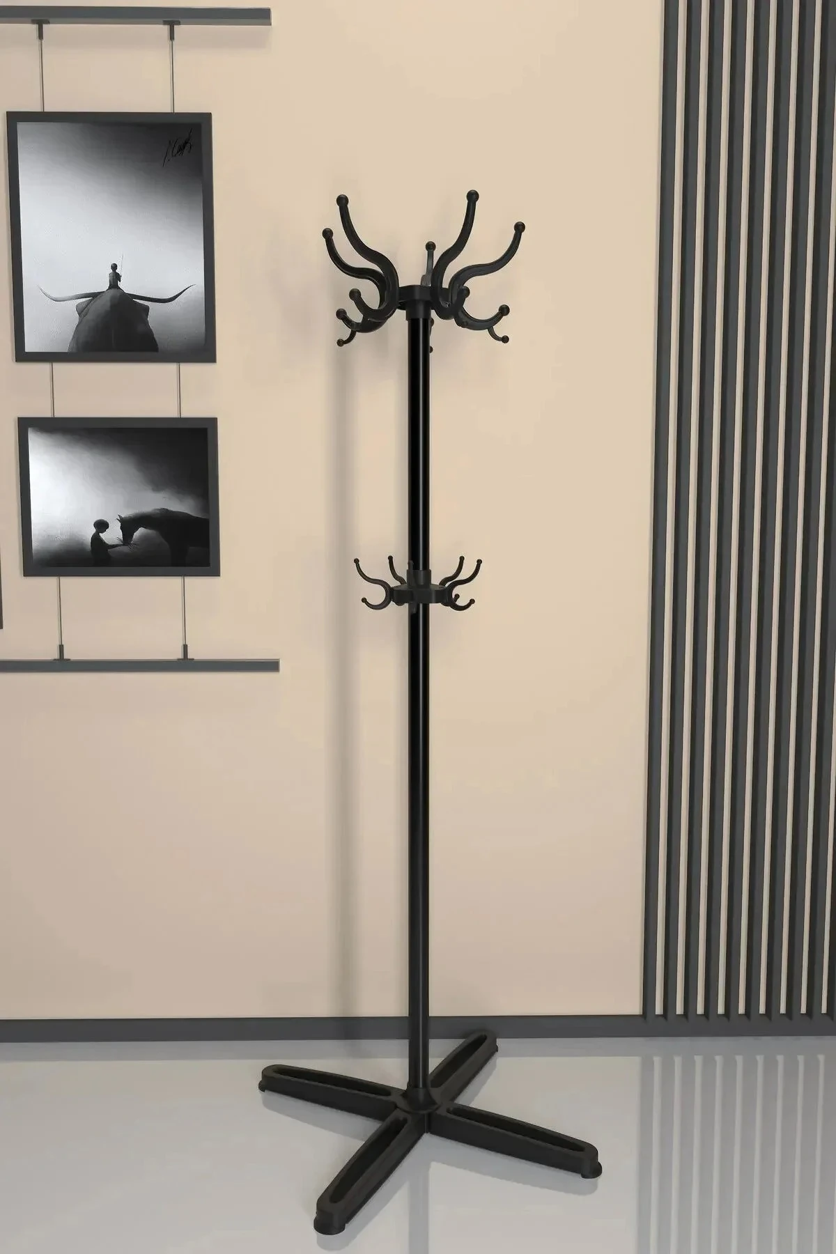 Centilmen Ayaklı Askılık Vestiyer Elbise Askılığı Büro Ayaklı Portmanto Elbise Askısı Dilsiz Uşak