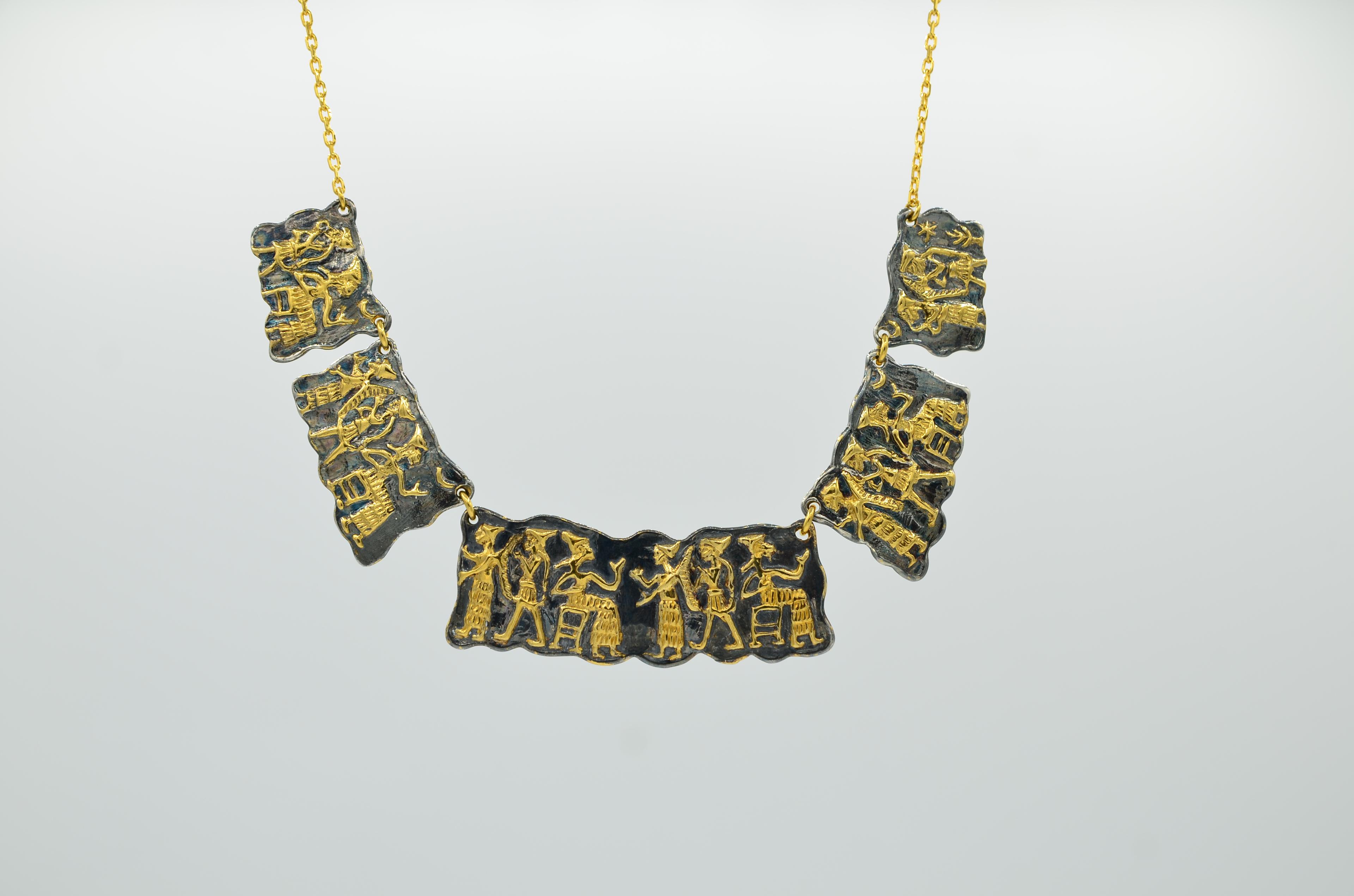  SİLİNDİR MÜHÜR KOLYE  GOLD &BLACK