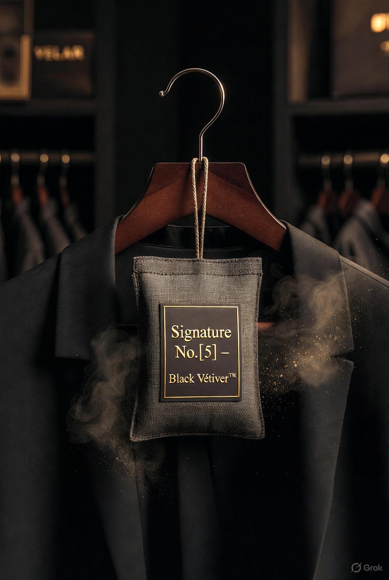 Signature No.5 - Black Vétiver™ I Otomobil, Araç & Ev, Ortam Kokusu I Tılsım Kese Deri Askılık 