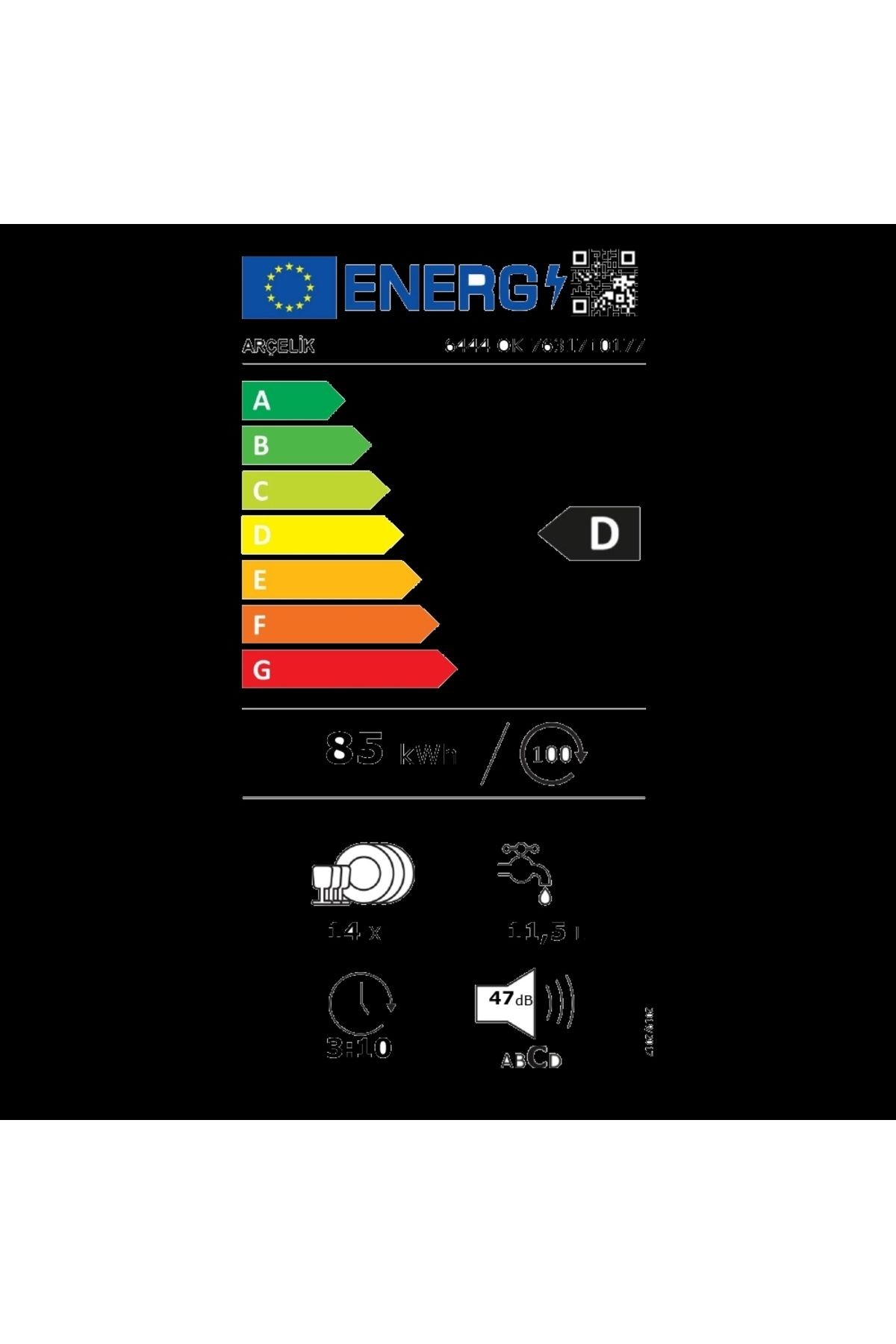 Arçelik 6444 Ok 4 Programlı Bulaşık Makinesi