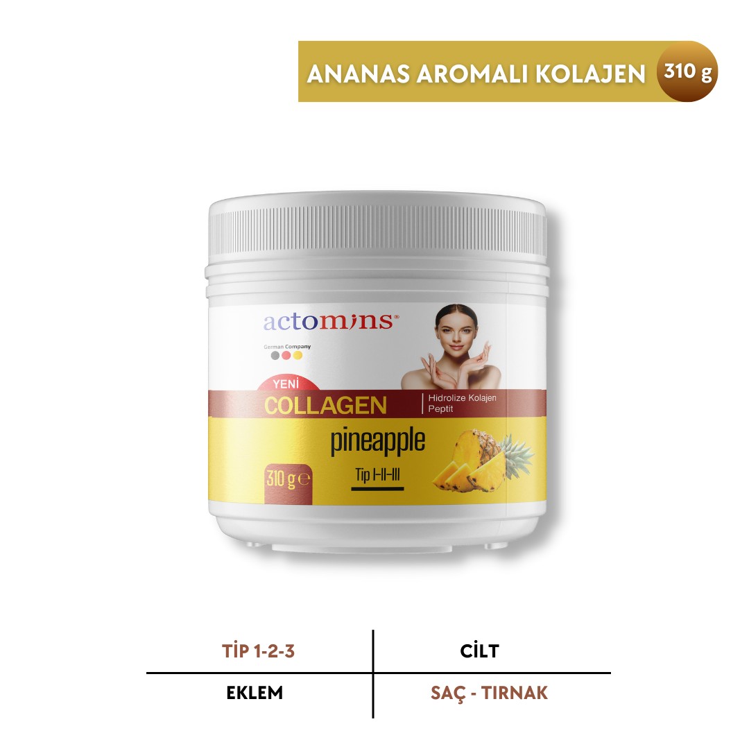 ACTOMINS Collagen Pineapple 310 gr | Hidrolize Kolajen İçeren Takviye Edici Gıda