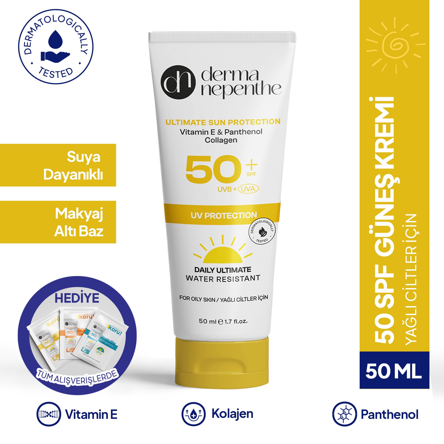 50+ SPF Yüksek Koruyucu Güneş Kremi 50 Ml - Sebum Dengeleyici, Matlaştırıcı - Yağlı Ciltler İçin  main variant image