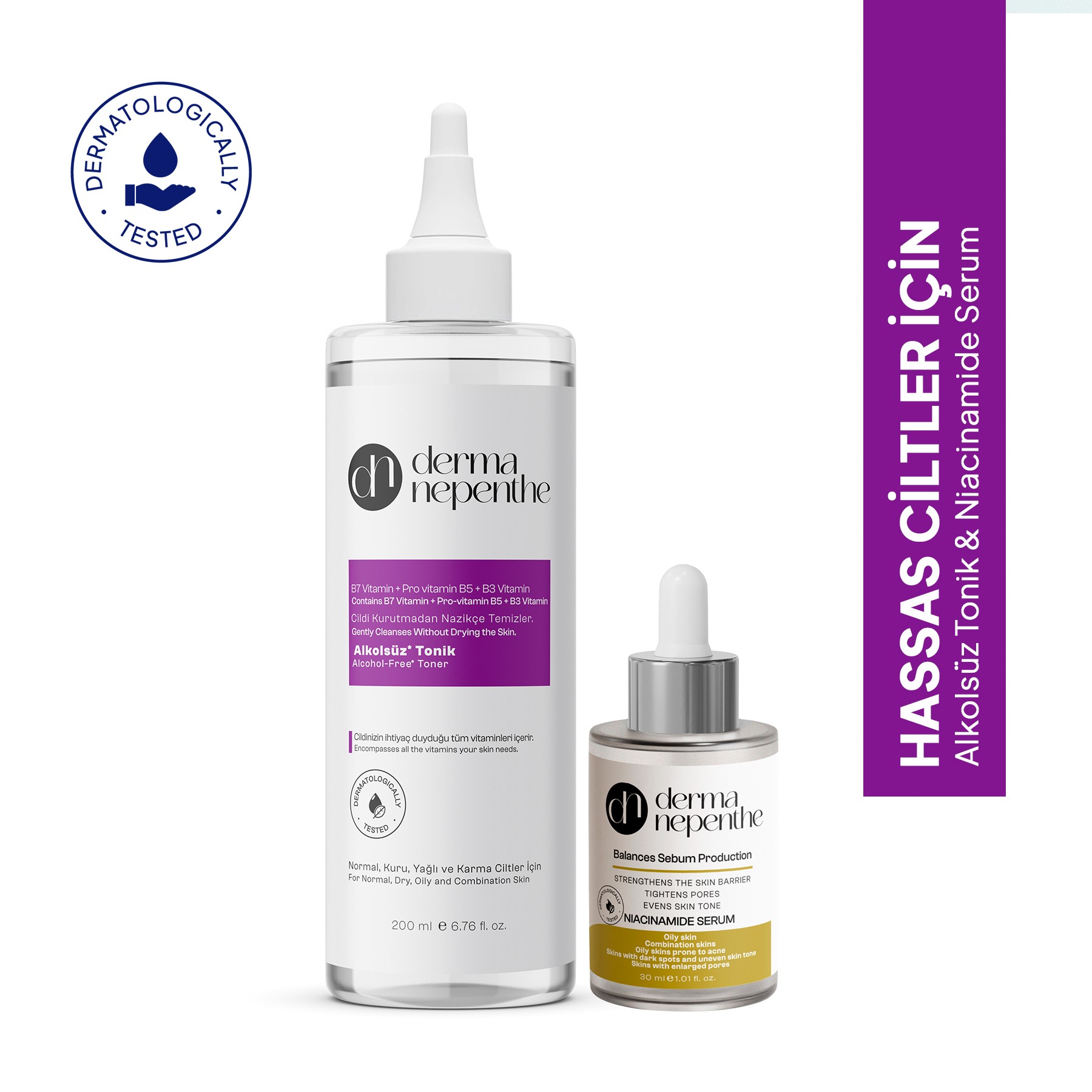 Hassas Ciltlerin Koruyucu Kalkanı: Alkolsüz Tonik & Niacinamide Serum İkilisi main variant image