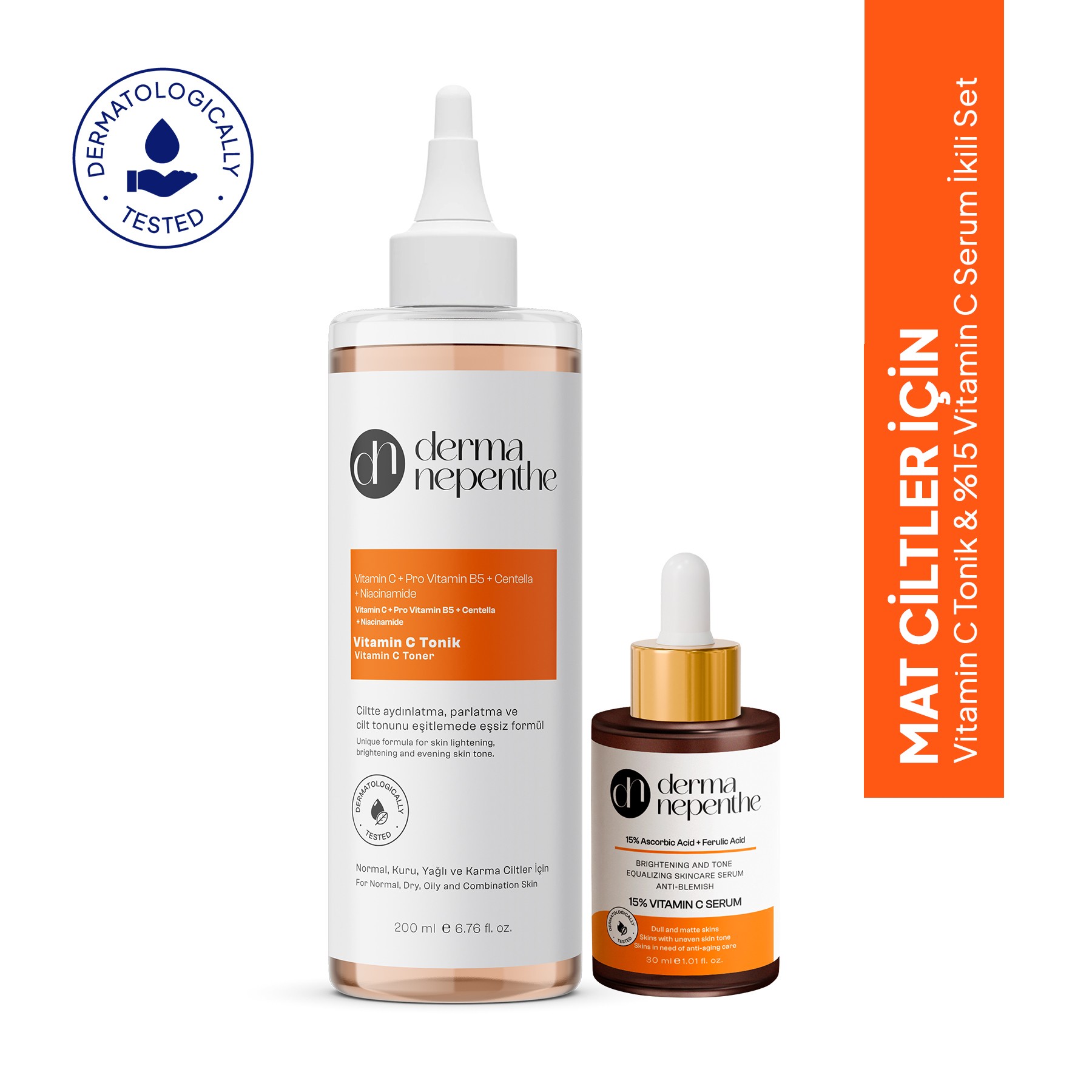 Mat Ciltler İçin Parlatıcı Etki: Vitamin C Tonik & %15 Vitamin C Serum İkili Set image