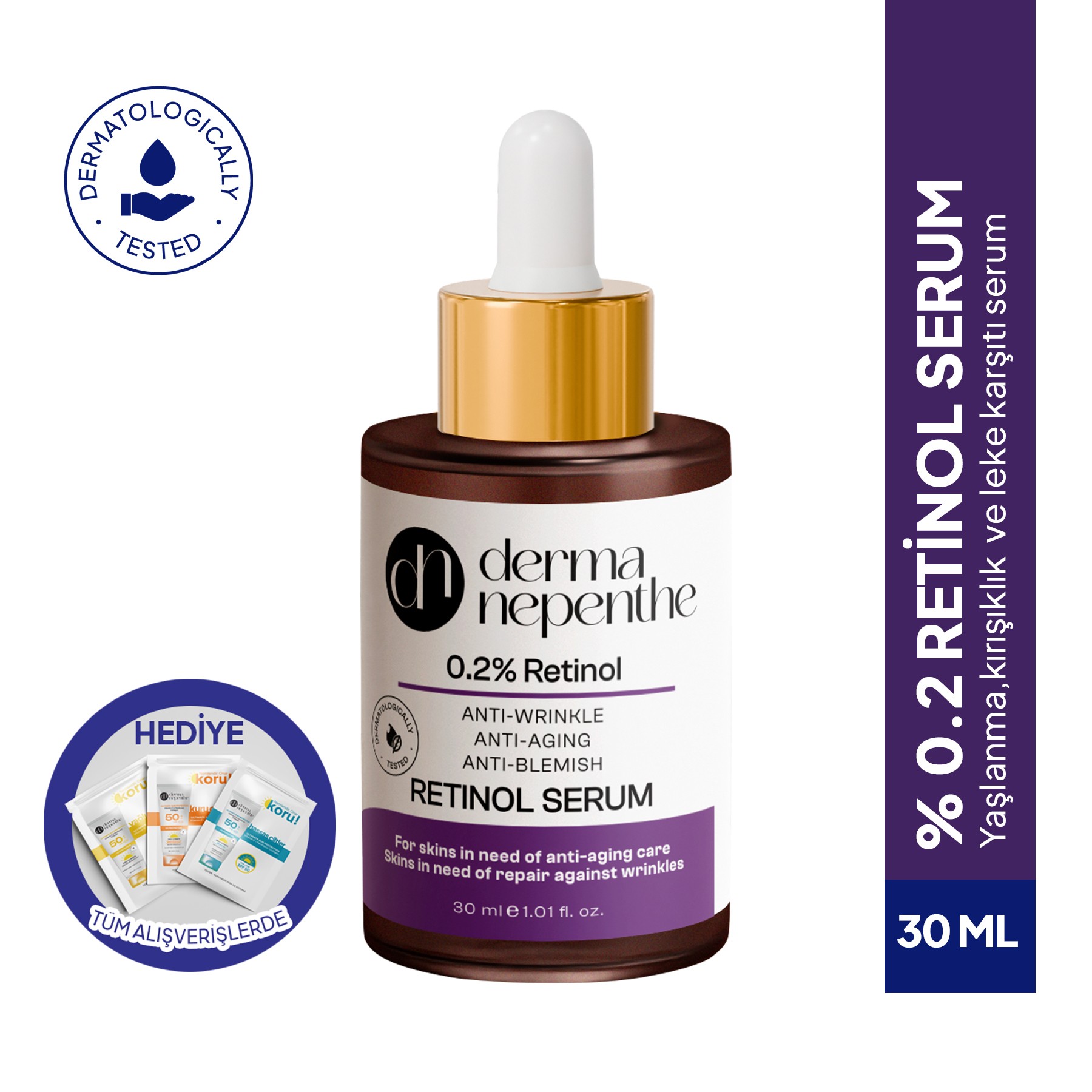 Retinol Gece Serumu 30 Ml - Yaşlanma Karşıtı, Kırışıklık ve Leke Giderici, Onarıcı  image