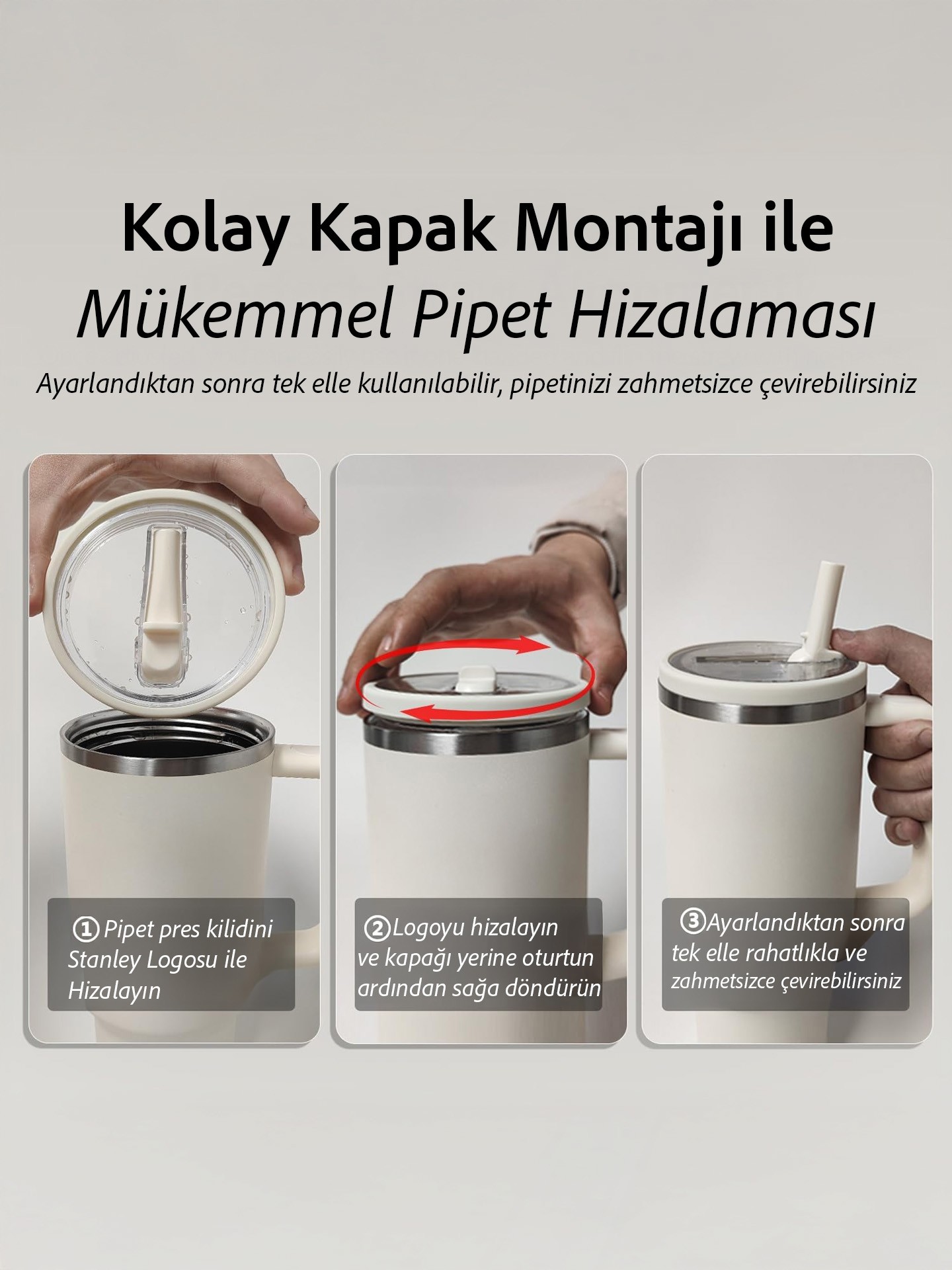 Quencher 40 Oz 1.18 Uyumlu Pipetli Termos Sızdırmaz Kapak Seti – Pipet Hediyeli - %100 Sızdırmaz