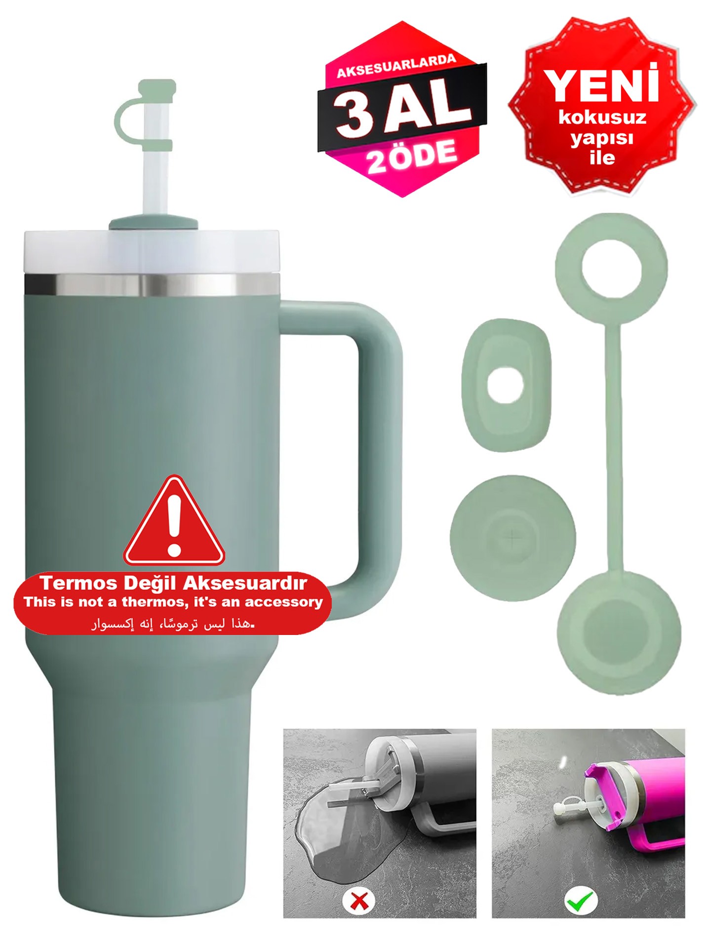Quencher Dökülmeye Önleyici Sızdırmaz 3'lü Set