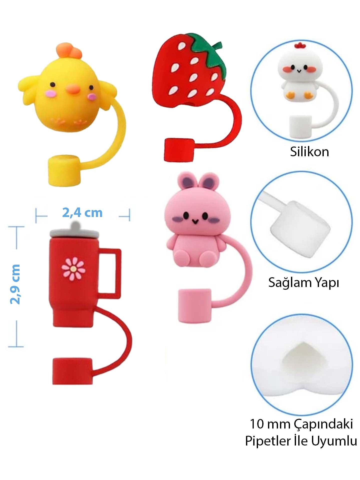 Stanley & Quencher Uyumlu Termos ve Bardak Pipetleri 10 mm 2 Adet