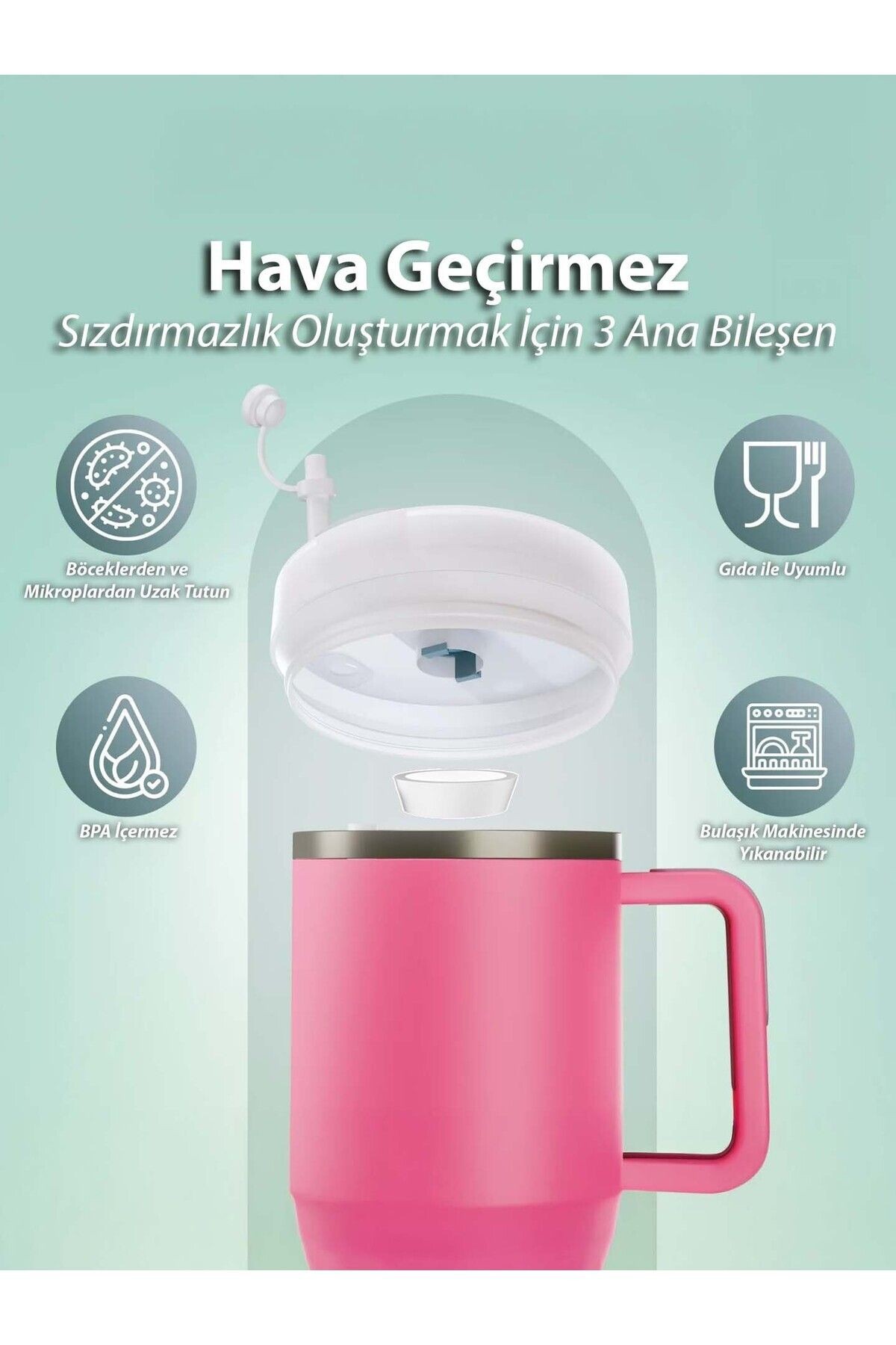 Quencher Dökülmeye Önleyici Sızdırmaz 3'lü Set