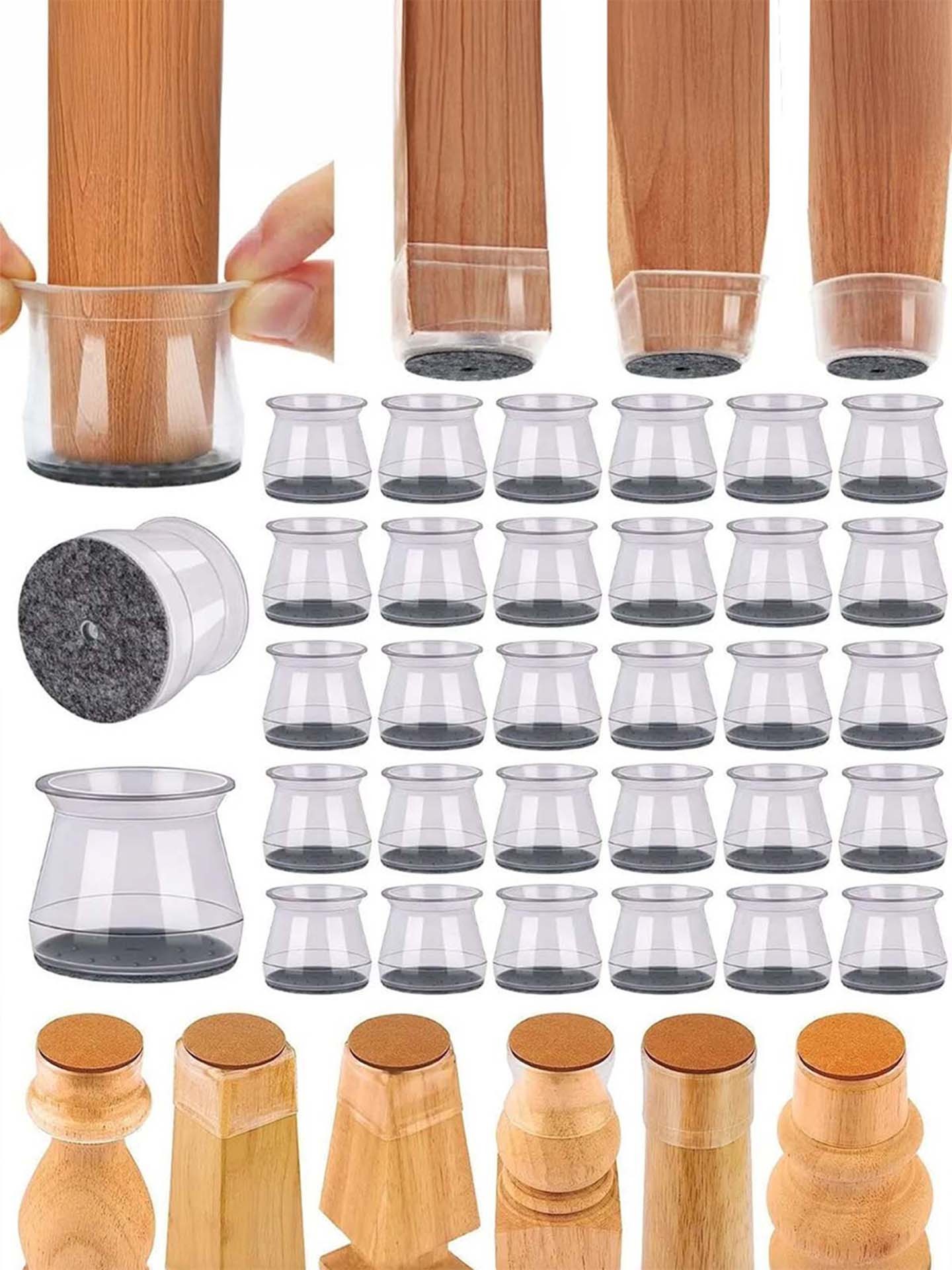 Orta Boy (2 cm ve 2.8 Cm) Füme Keçeli Silikon Masa Sandalye Pabuç Sandalye Kaydırmaz Zemin Koruyucu keçe - 8 Adet