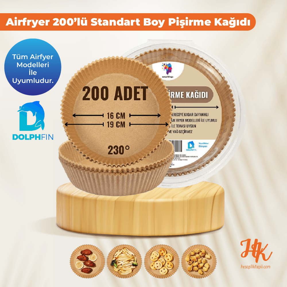 Dolphfin Airfryer 200'lü Pişirme Kağıdı Standart Boy