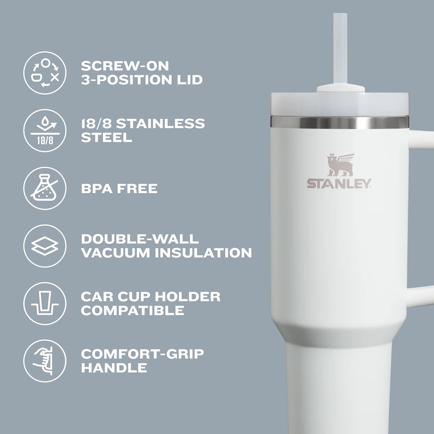 Stanley Quencher Metalik 1.18 lt Pipetli Termos Bardak