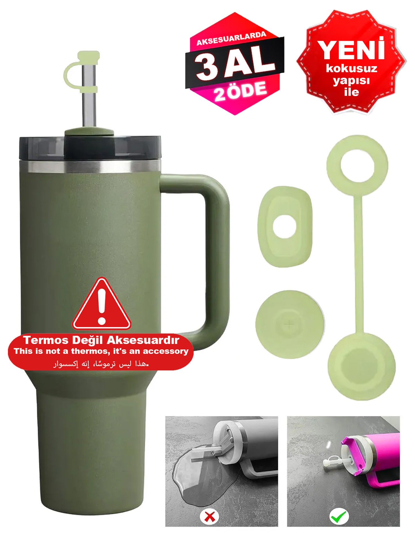Quencher Dökülmeye Önleyici Sızdırmaz 3'lü Set