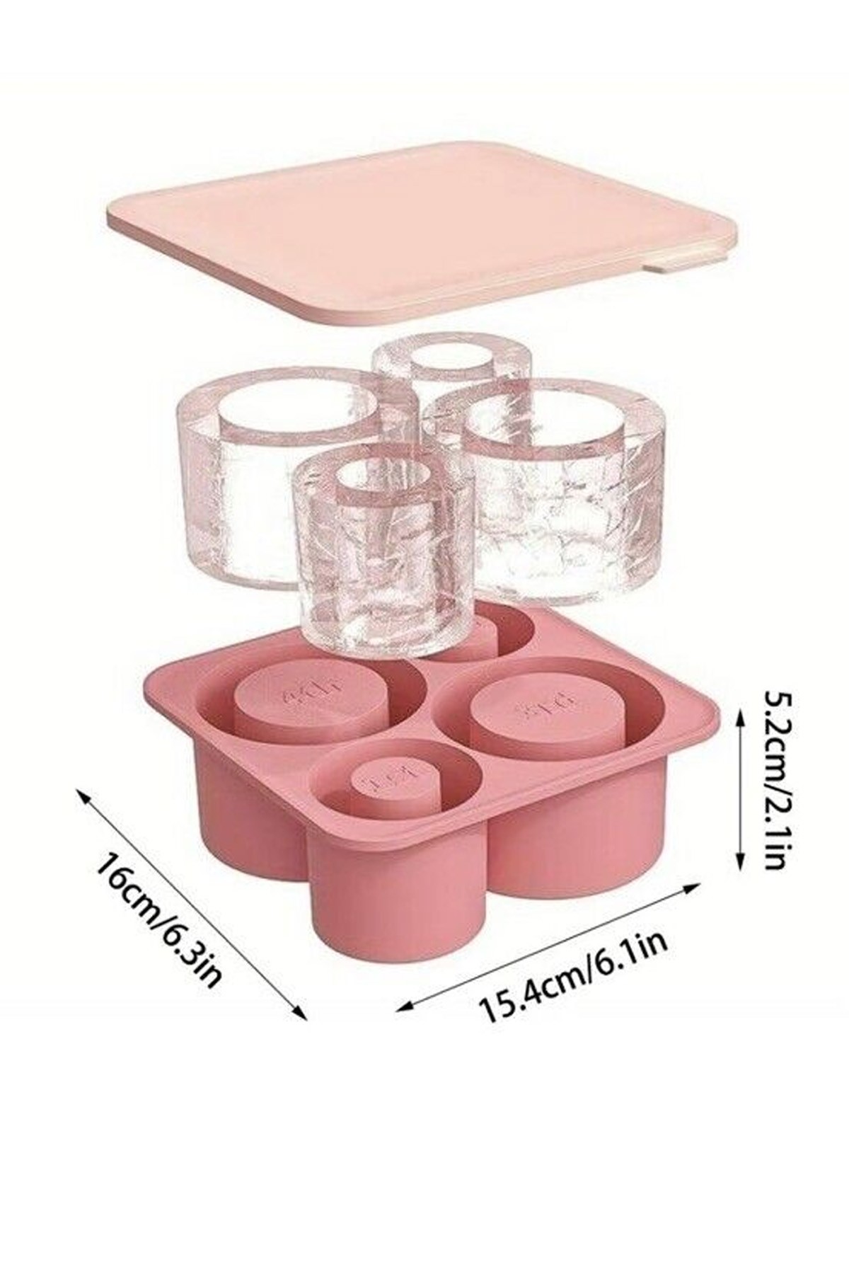 Quencher ve İceflow Uyumlu 20-30-40 Oz Aksesuar 4 Bölmeli Kapaklı Silikon Buz Kalıbı