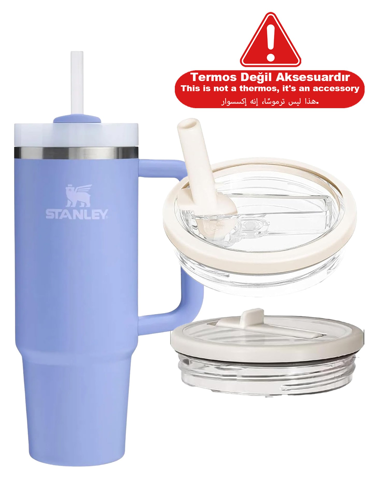 Quencher 40 Oz 1.18 Uyumlu Pipetli Termos Sızdırmaz Kapak Seti – Pipet Hediyeli - %100 Sızdırmaz