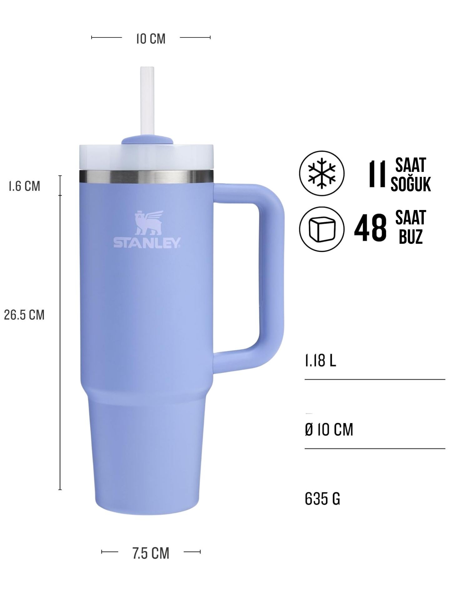 Stanley Quencher Hydrangea Mor 1.18 lt Pipetli Termos Bardak