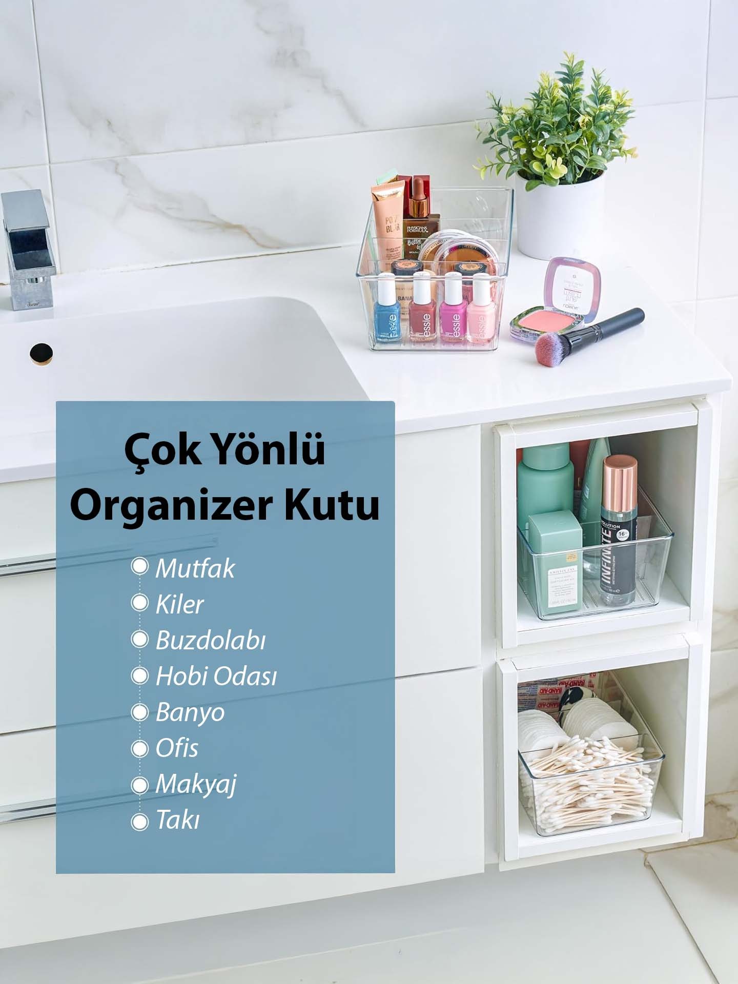 Akrilik Çıkarılabilir Bölmeli Mutfak Buzdolabı Düzenleyici Makyaj Banyo Organizeri Çay Kutusu