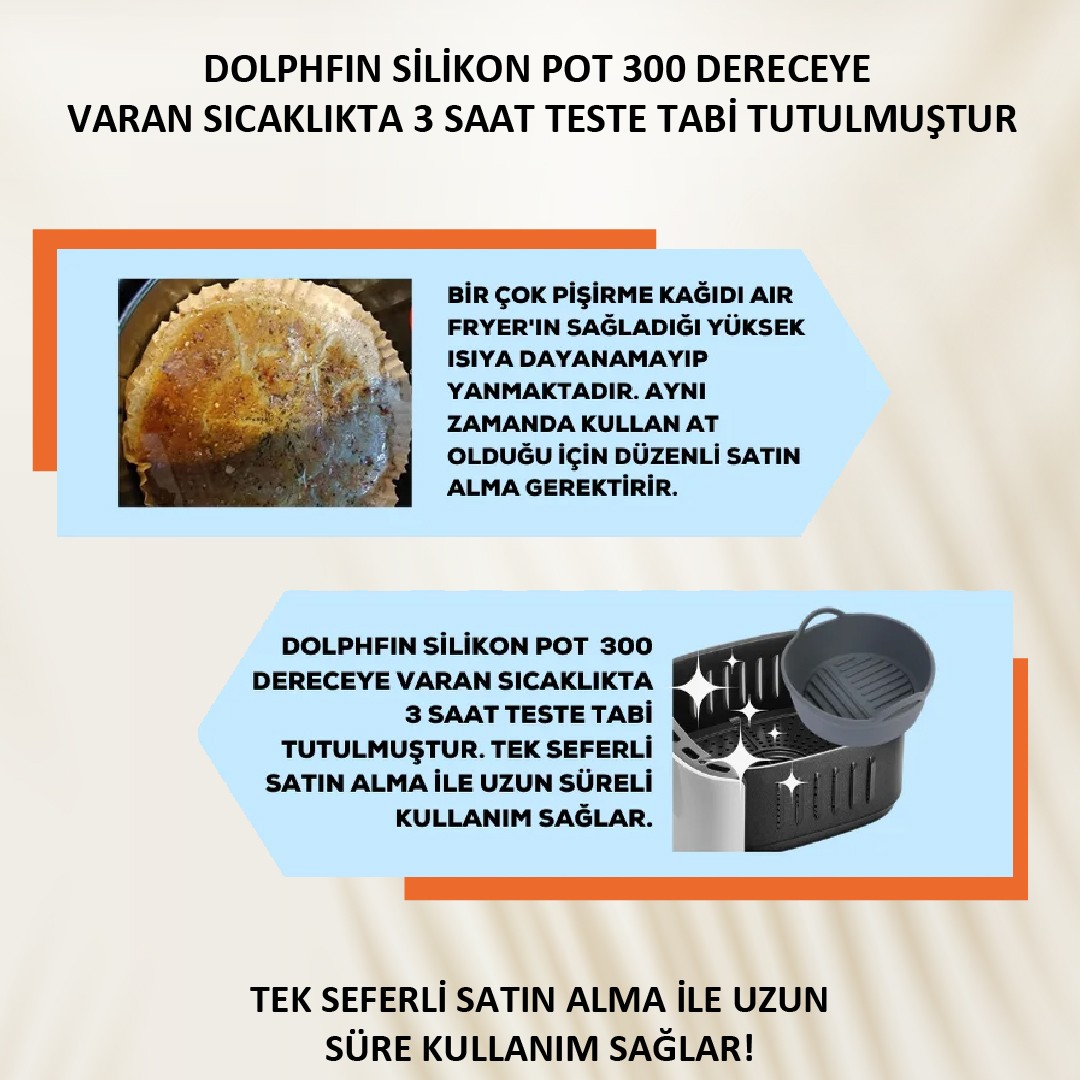 Dolphfin Airfryer Silikon Gri Pişirme Kabı 