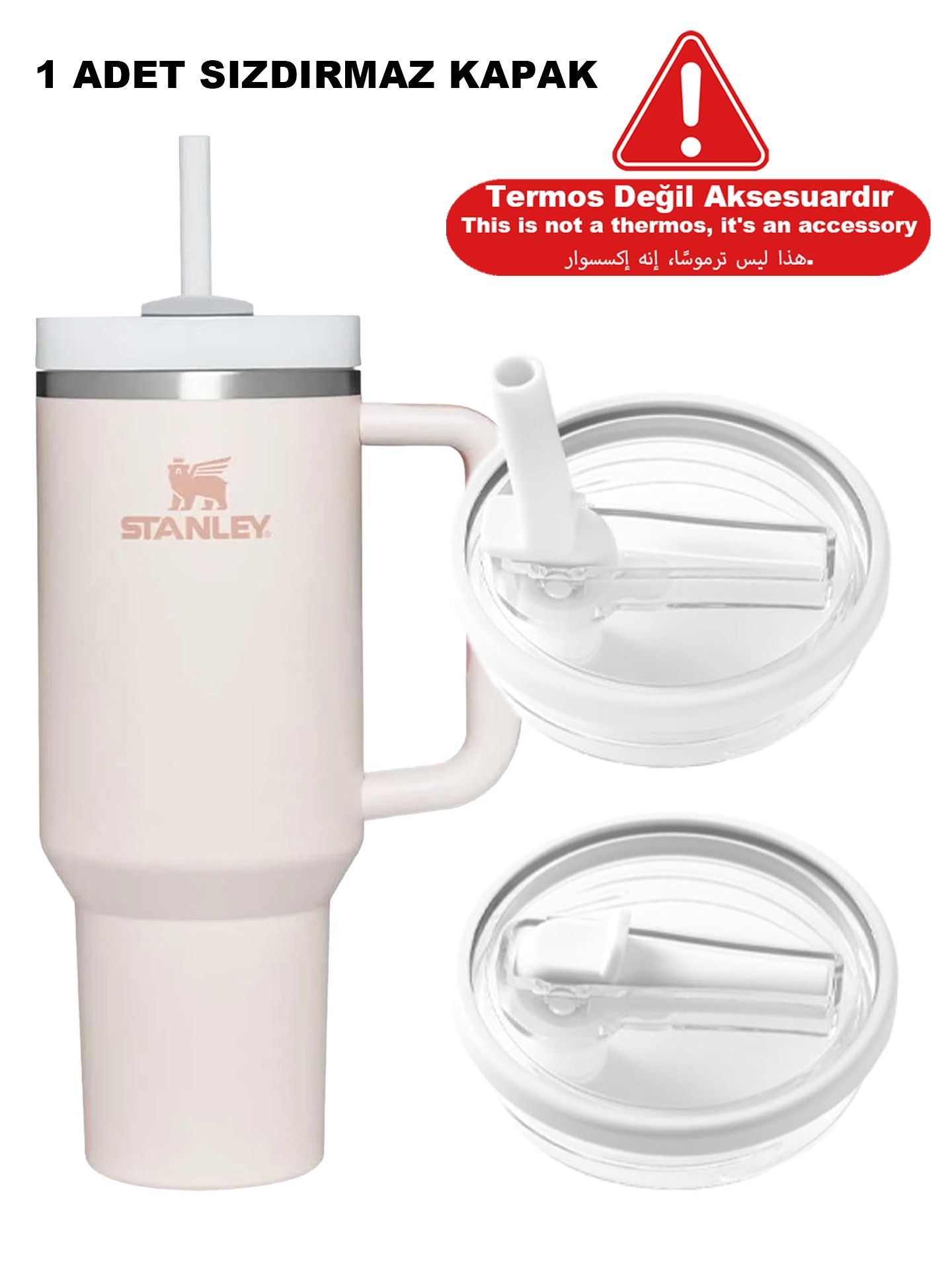 Quencher 40 Oz 1.18 Uyumlu Pipetli Termos Sızdırmaz Kapak Seti – Pipet Hediyeli - %100 Sızdırmaz
